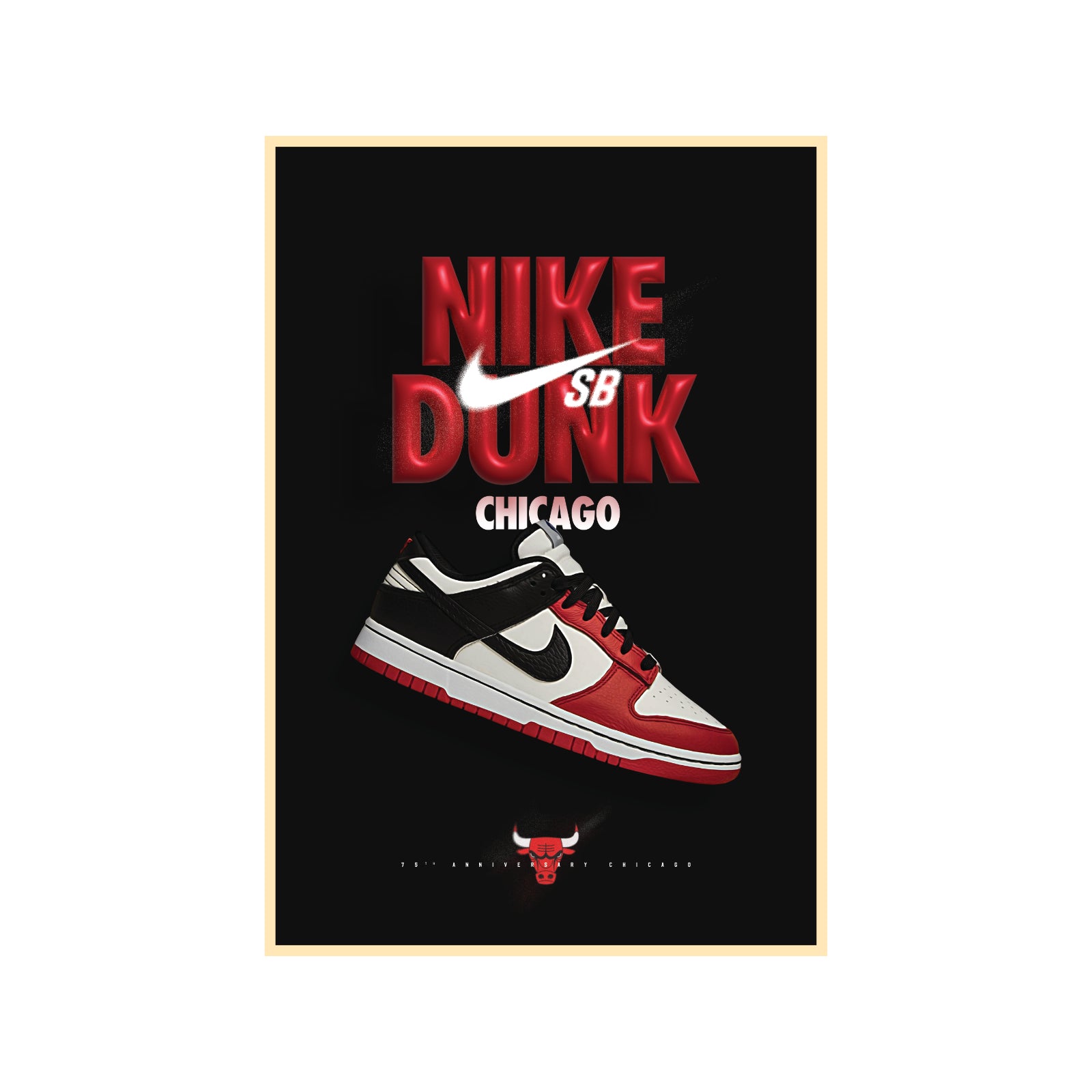 Plakat Nike Dunk SB Chicago, sneakersy, sztuka nowoczesna, streetwear