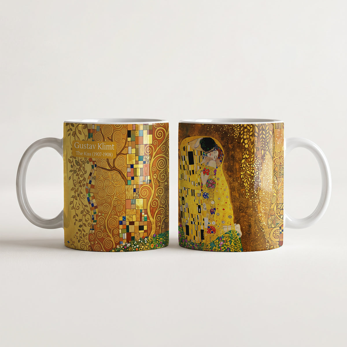 Gustav Klimt The Kiss (1907-1908) - Kubek Ceramiczny Artystyczny | CheddarArt