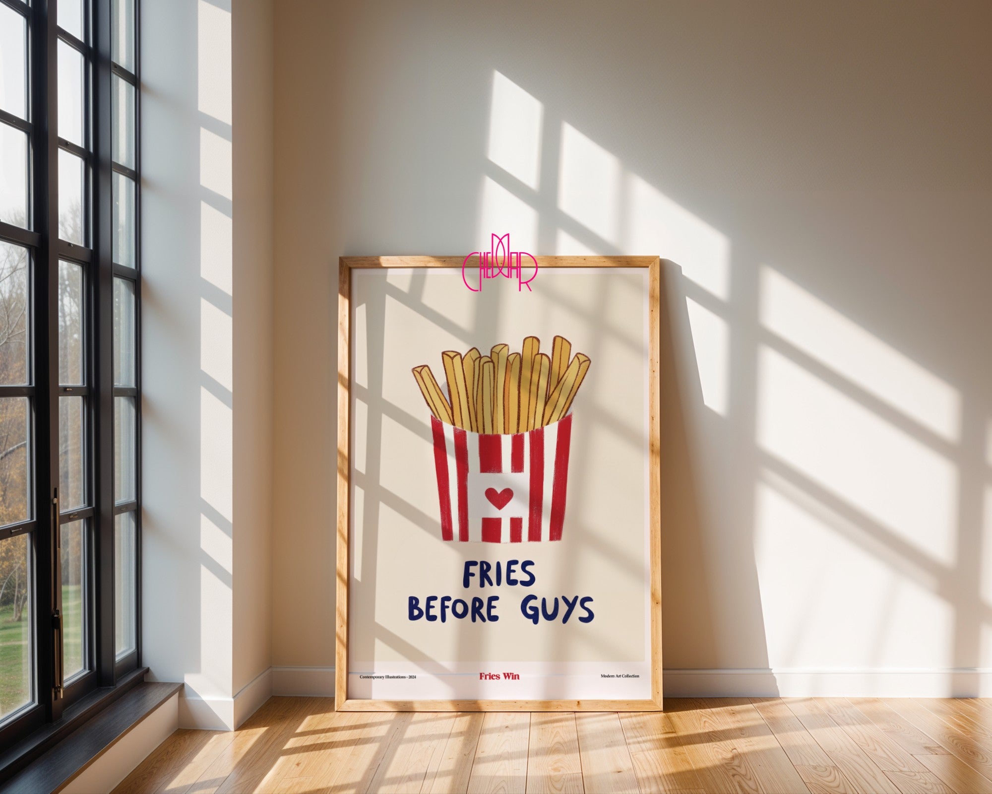 Plakat Fries Before Guys- Fries Win, sztuka współczesna, modernizm
