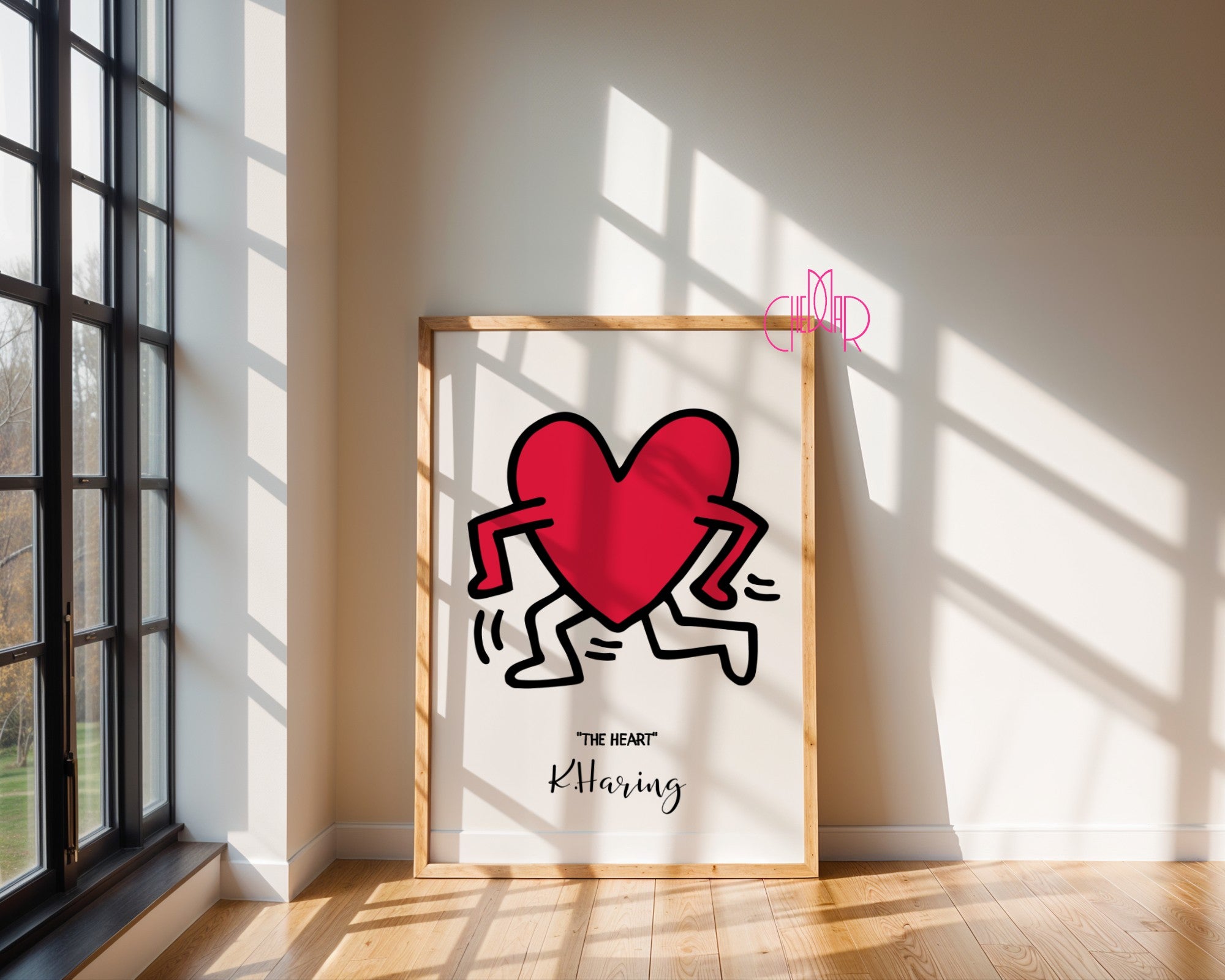 Plakat Keith Haring The Heart, serce z nogami, street art, pop art