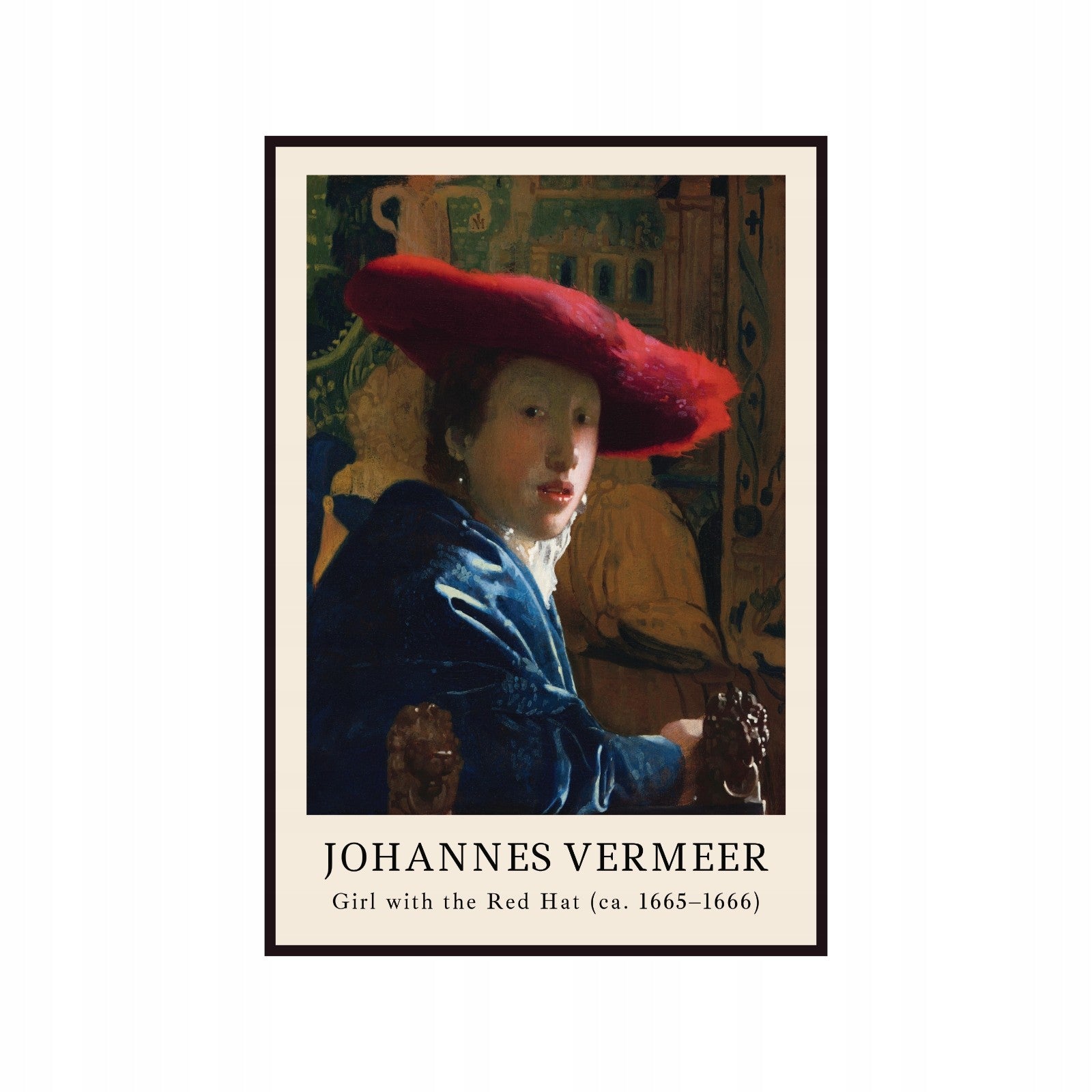 Plakat Johannes Vermeer Dziewczyna w czerwonym kapeluszu, Vintage