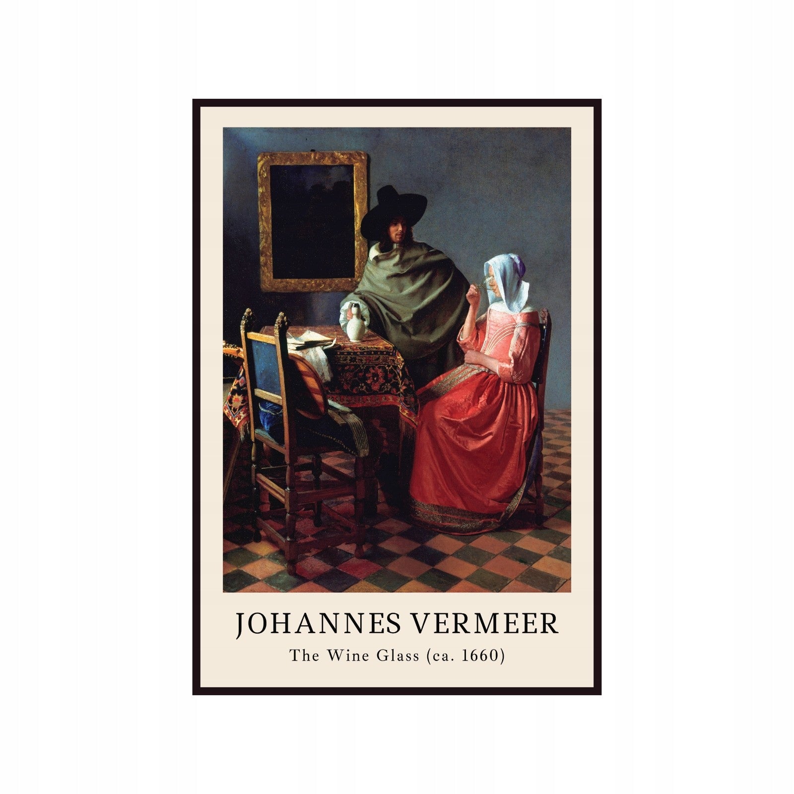 Plakat Johannes Vermeer Lampka Wina, sztuka klasyczna, Vintage