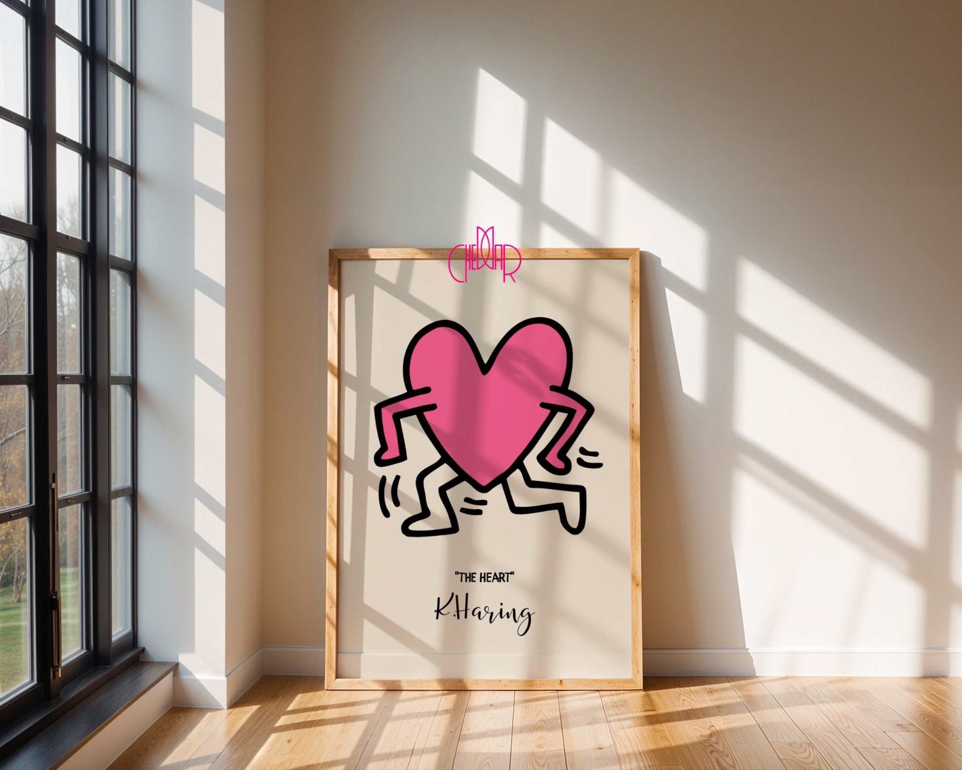 Plakat Keith Haring The Heart, różowe serce, street art, pop art
