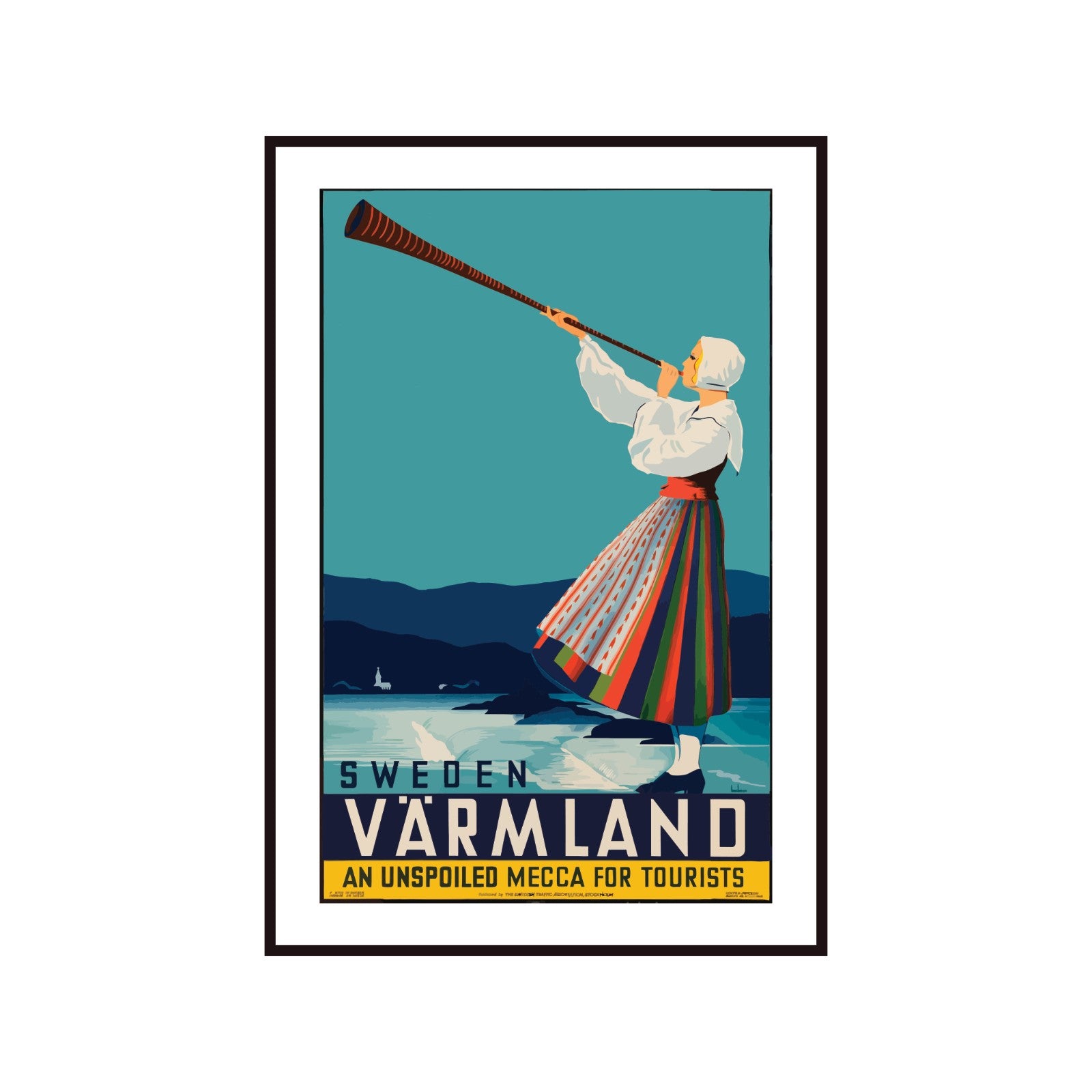 Plakat „Sweden – Värmland” – Szwecja, Vintage/Retro