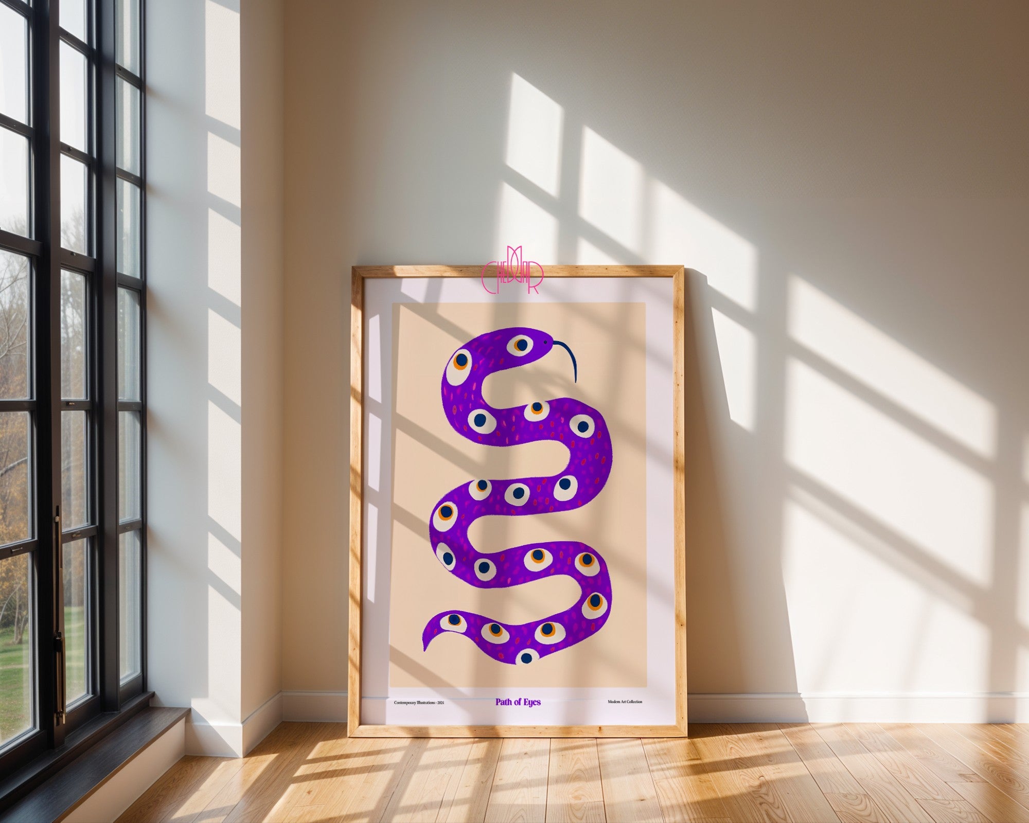 Plakat Path of Eyes, Wąż z oczami, modernizm, sztuka współczesna