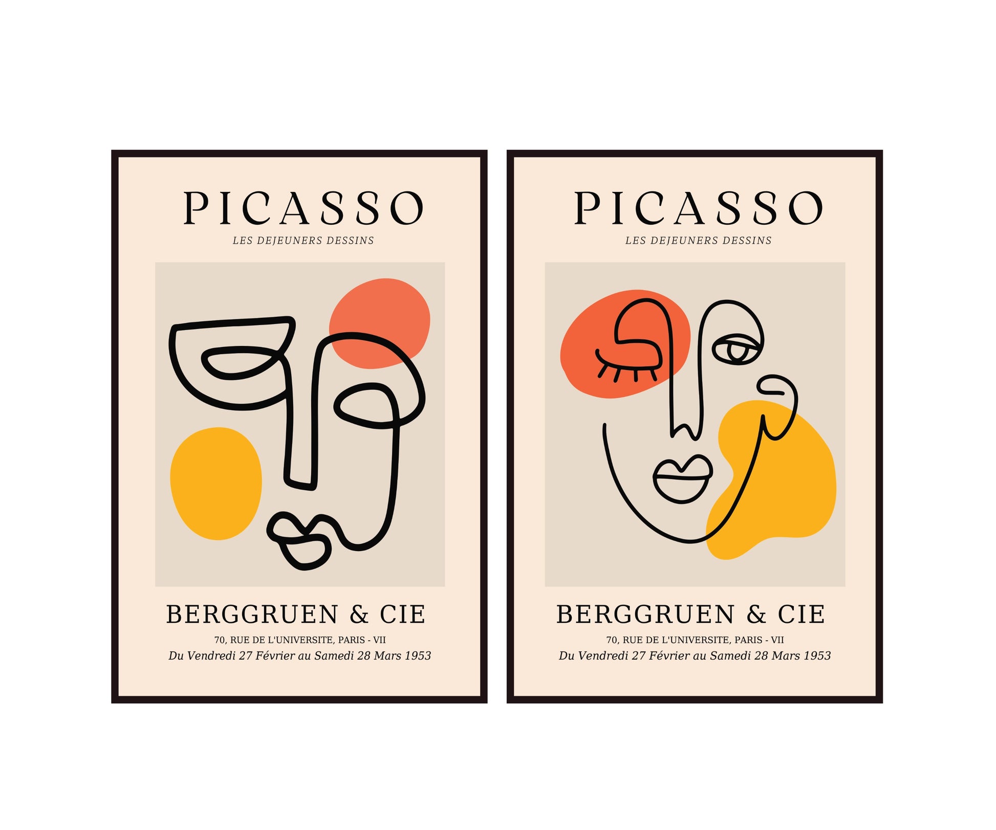 Plakat Pablo Picasso, Twarze, Paryż, sztuka abstrakcyjna 1953