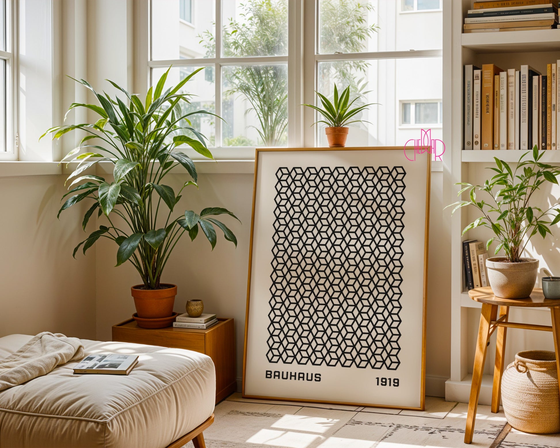 Plakat Bauhaus- geometryczne kształty, wystawa 1919, retro, vintage,