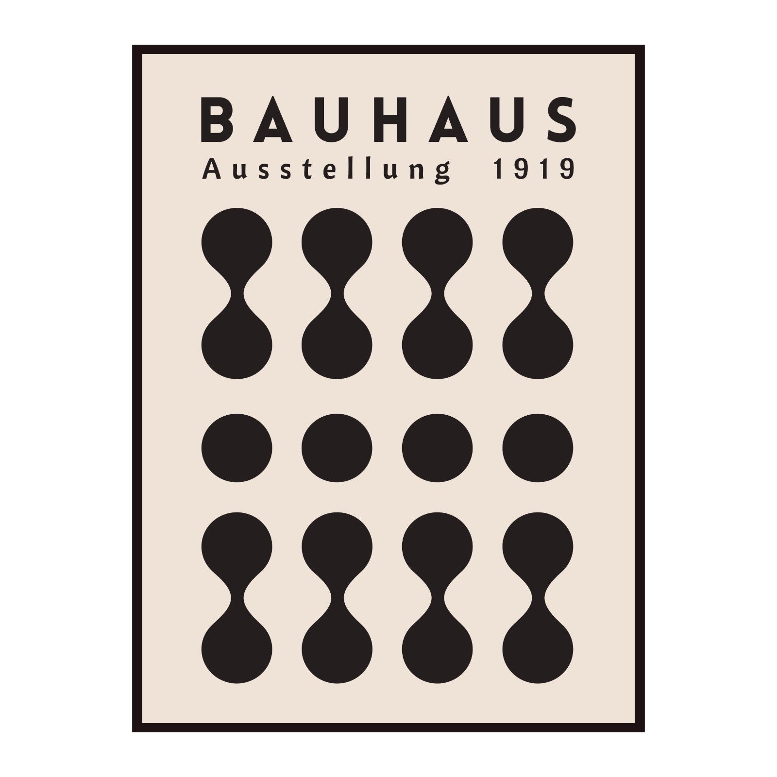 Plakat Bauhaus – Czarne kropki na beżowym tle, wystawa 1919