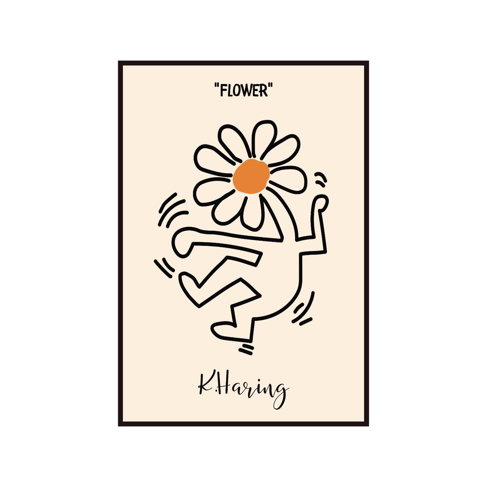 Plakat Keith Haring Flower, kwiat, street art, pop art, modernizm