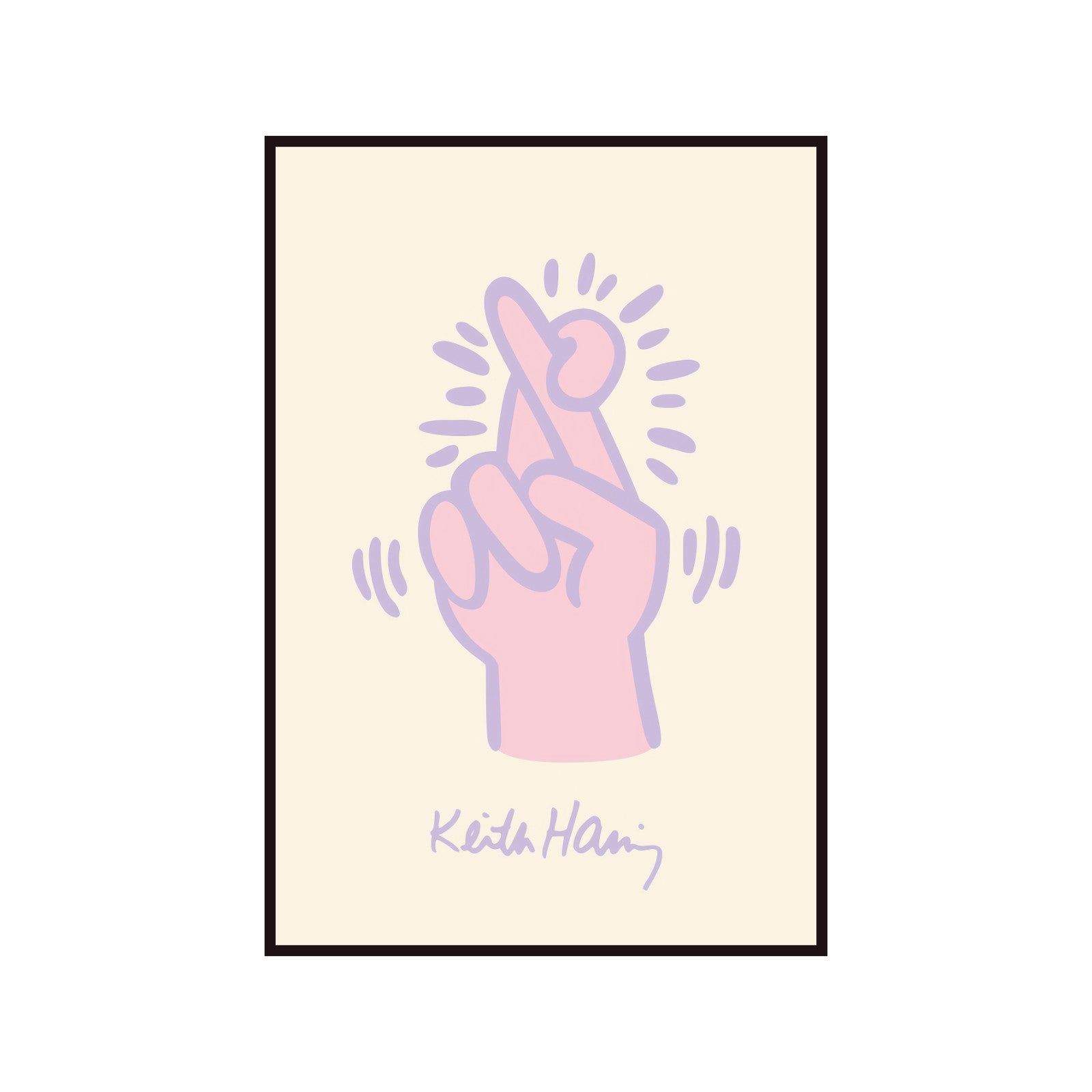 Plakat Keith Haring Crossed Fingers, street art, pop art