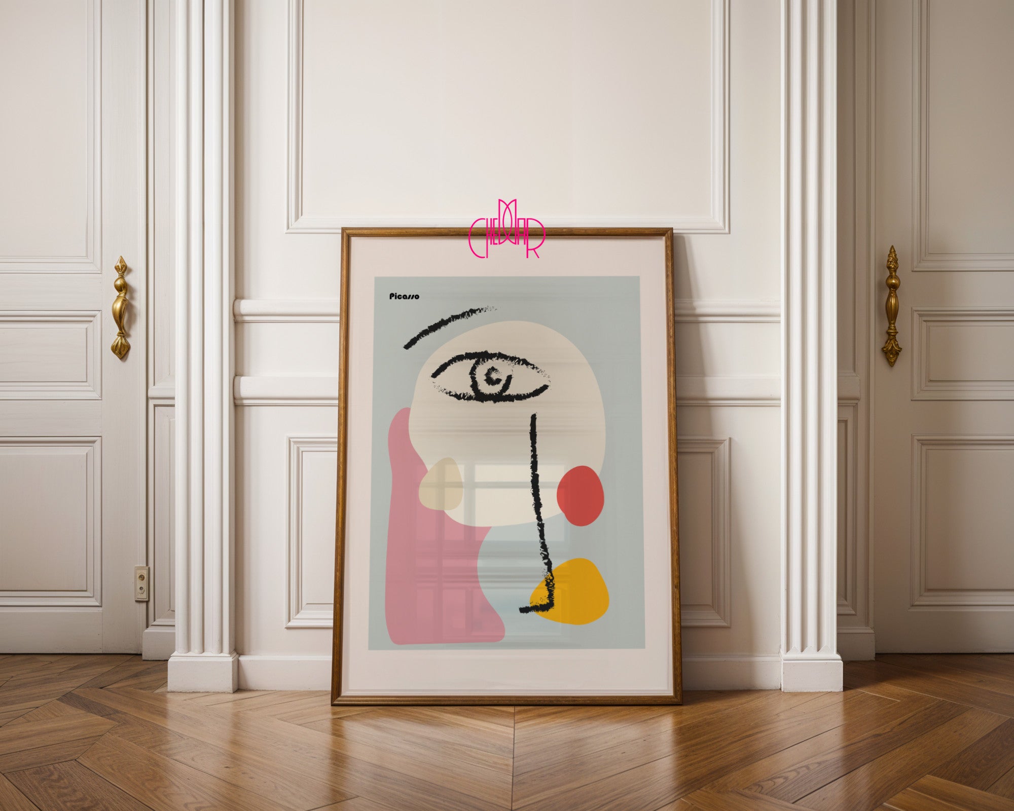 Pablo Picasso – Abstract Face Line Art & Pastel Shapes
