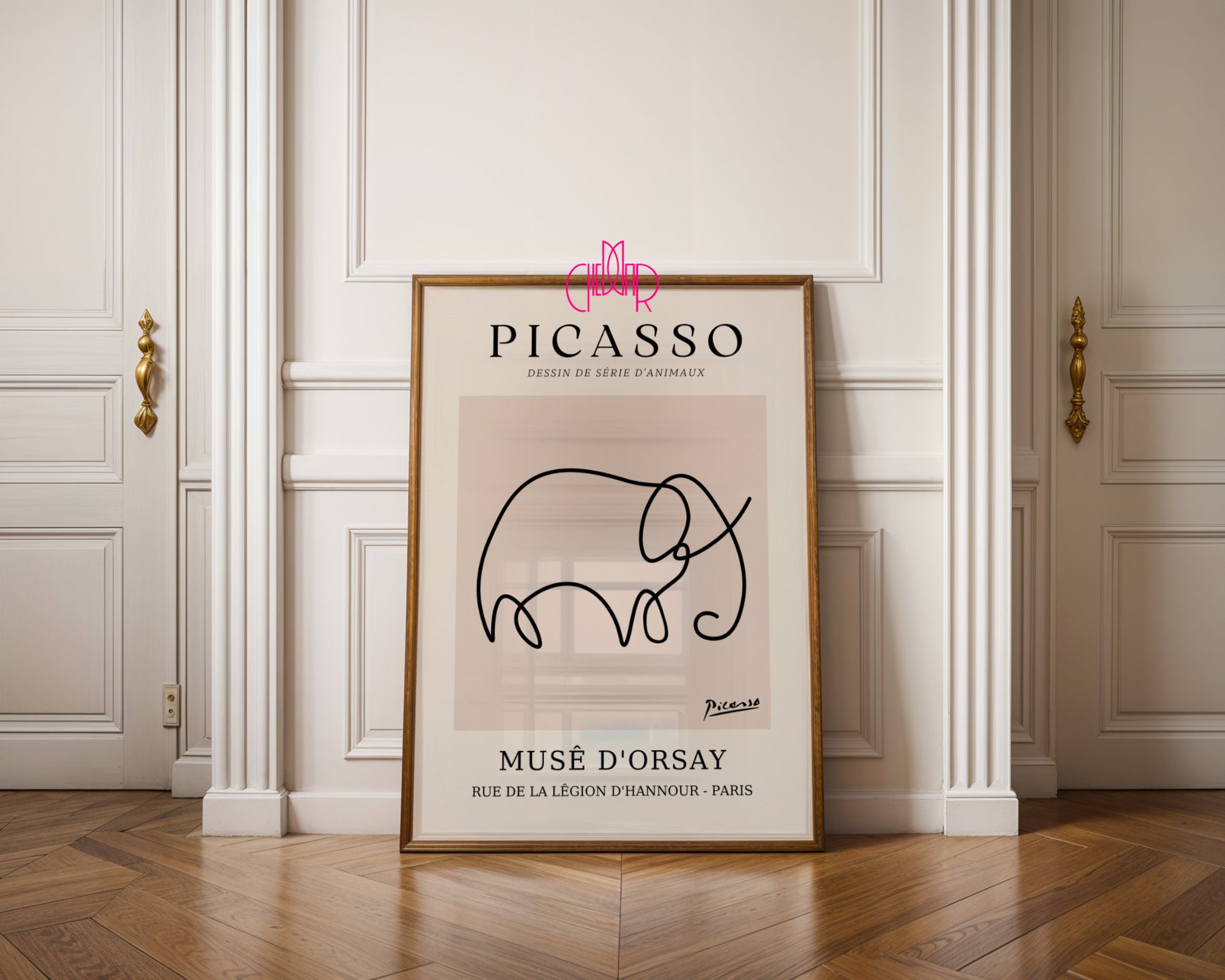 Pablo Picasso – Minimalist Elephant Line Art Exhibition Poster