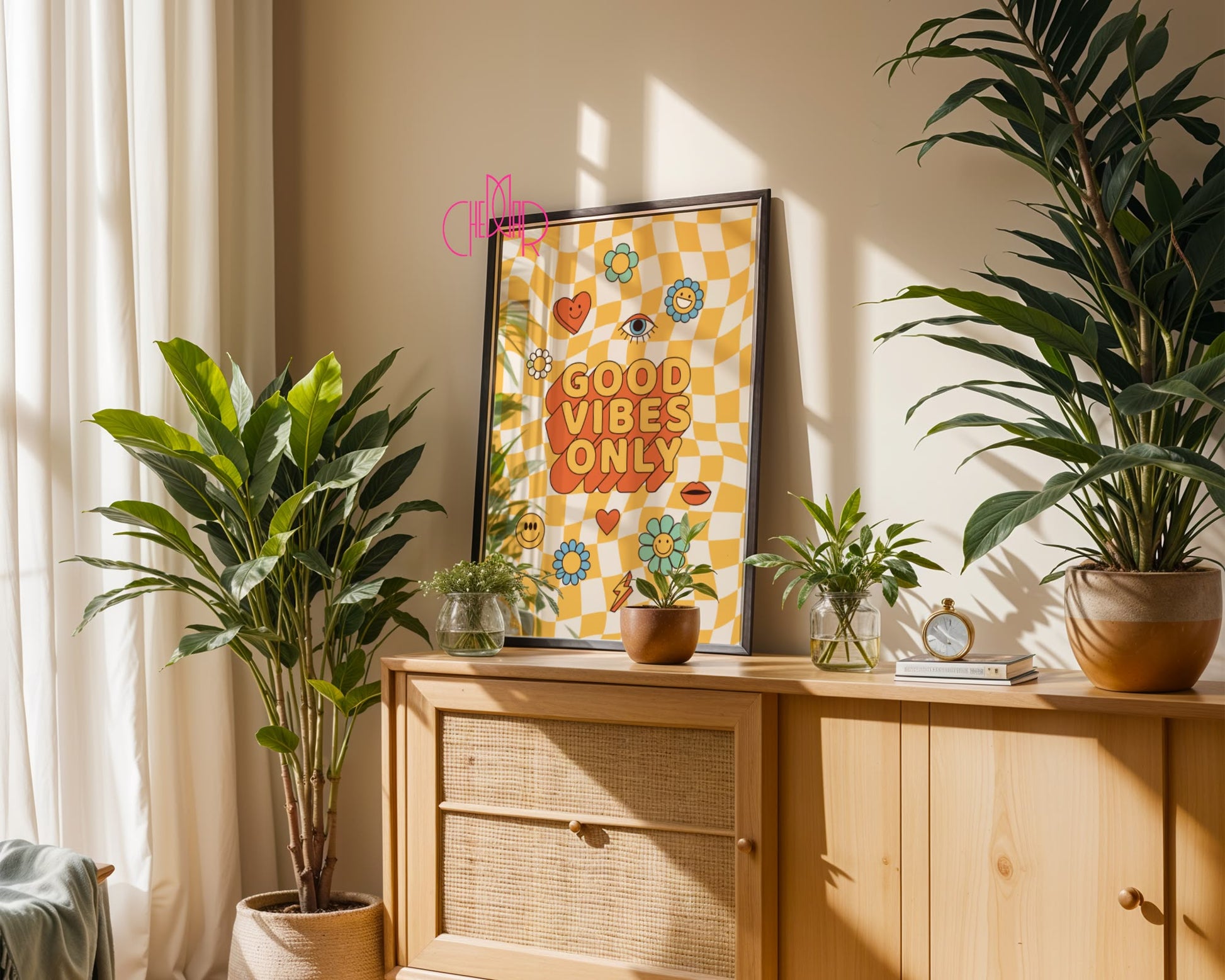 Good Vibes Only – Retro Checkered