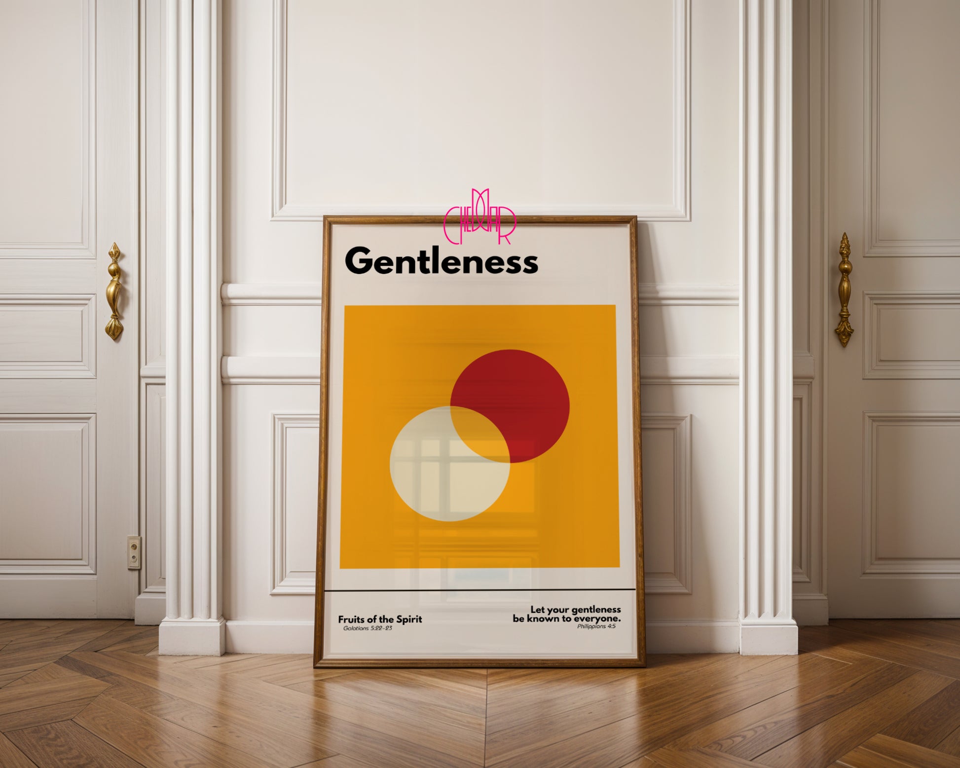 Plakat w stylu Bauhaus, Dary Ducha Świętego-łagodność