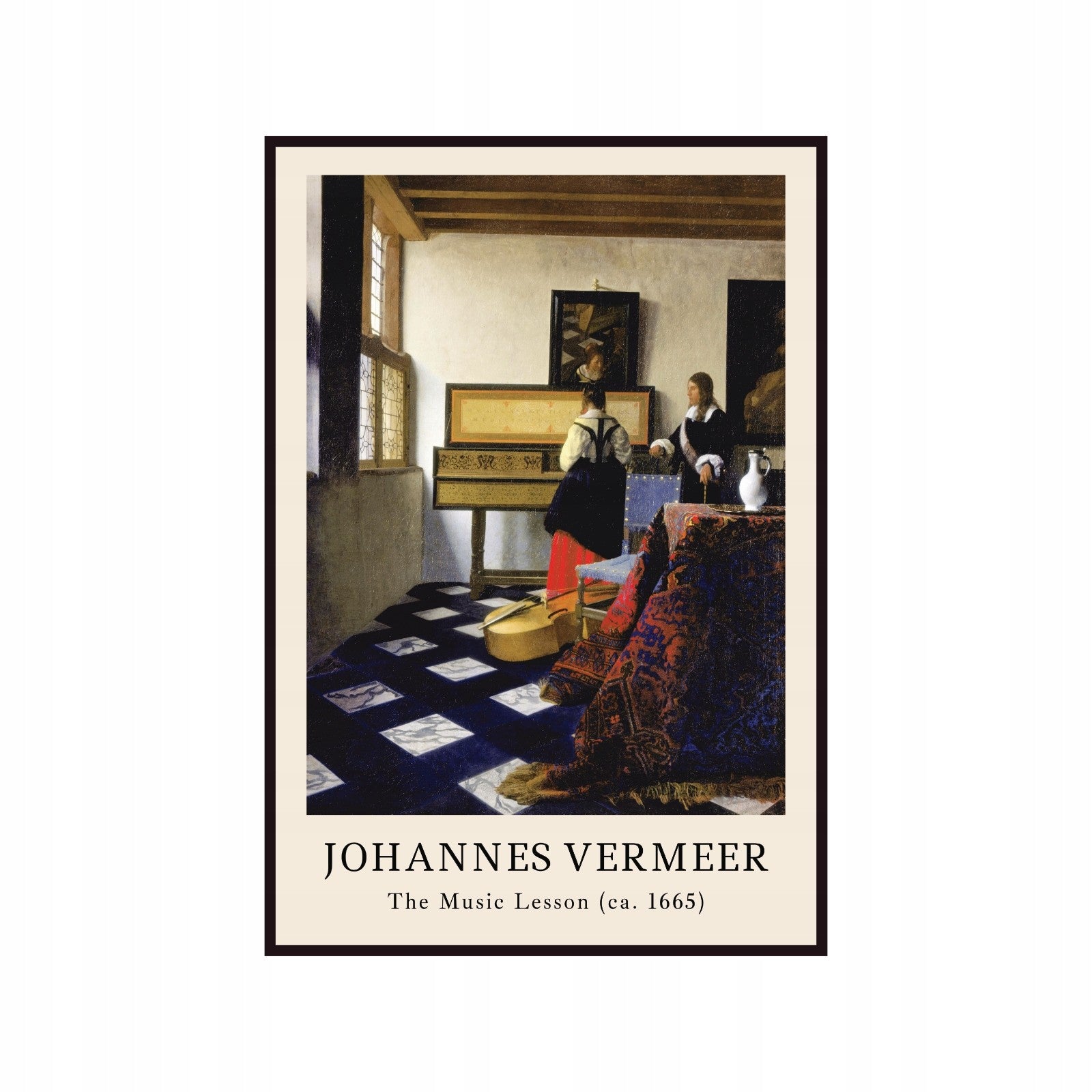 Plakat Johannes Vermeer Lekcja Muzyki, pianino, sztuka, Vintage