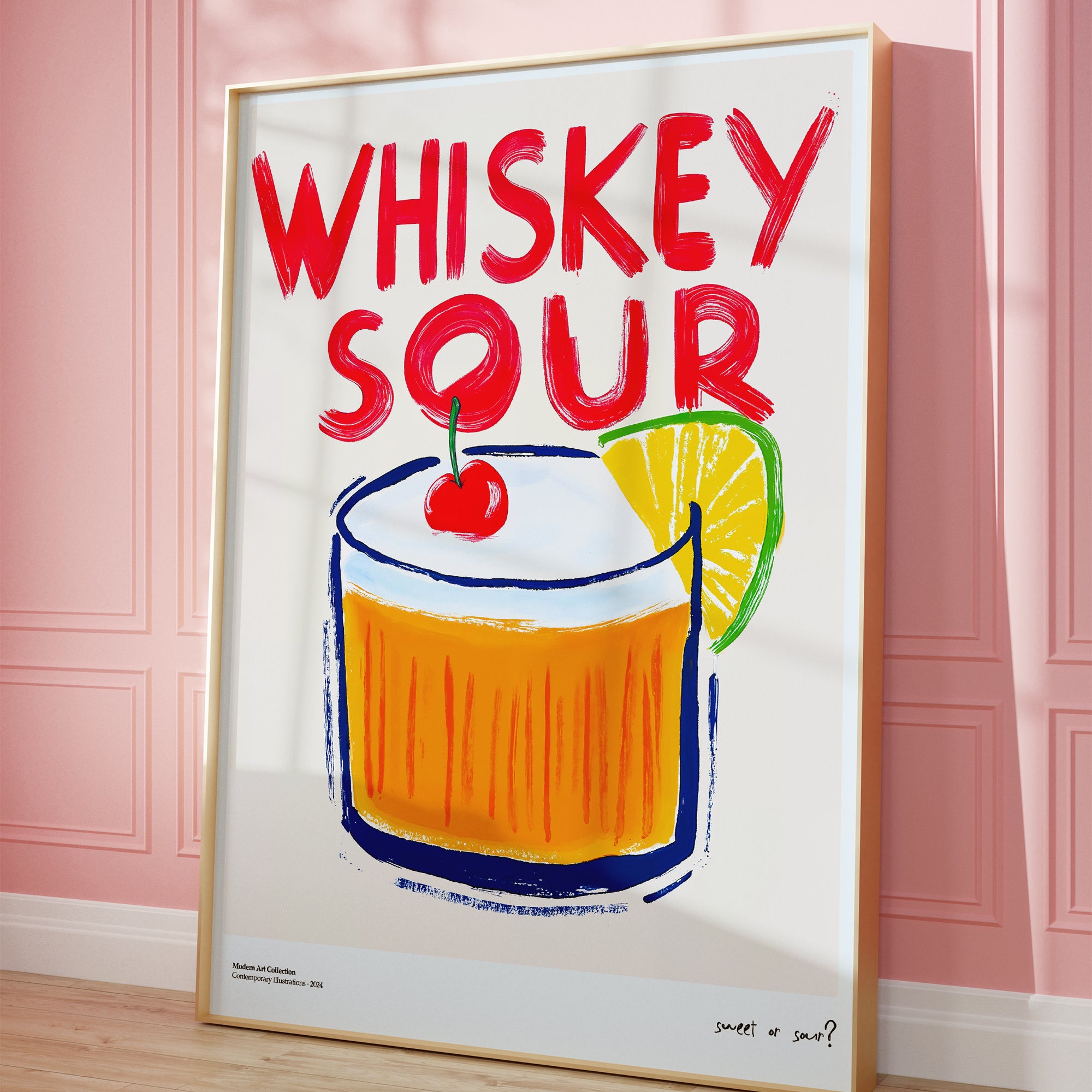 Plakat „Whiskey Sour” – Klasyka z radosnym twistem!