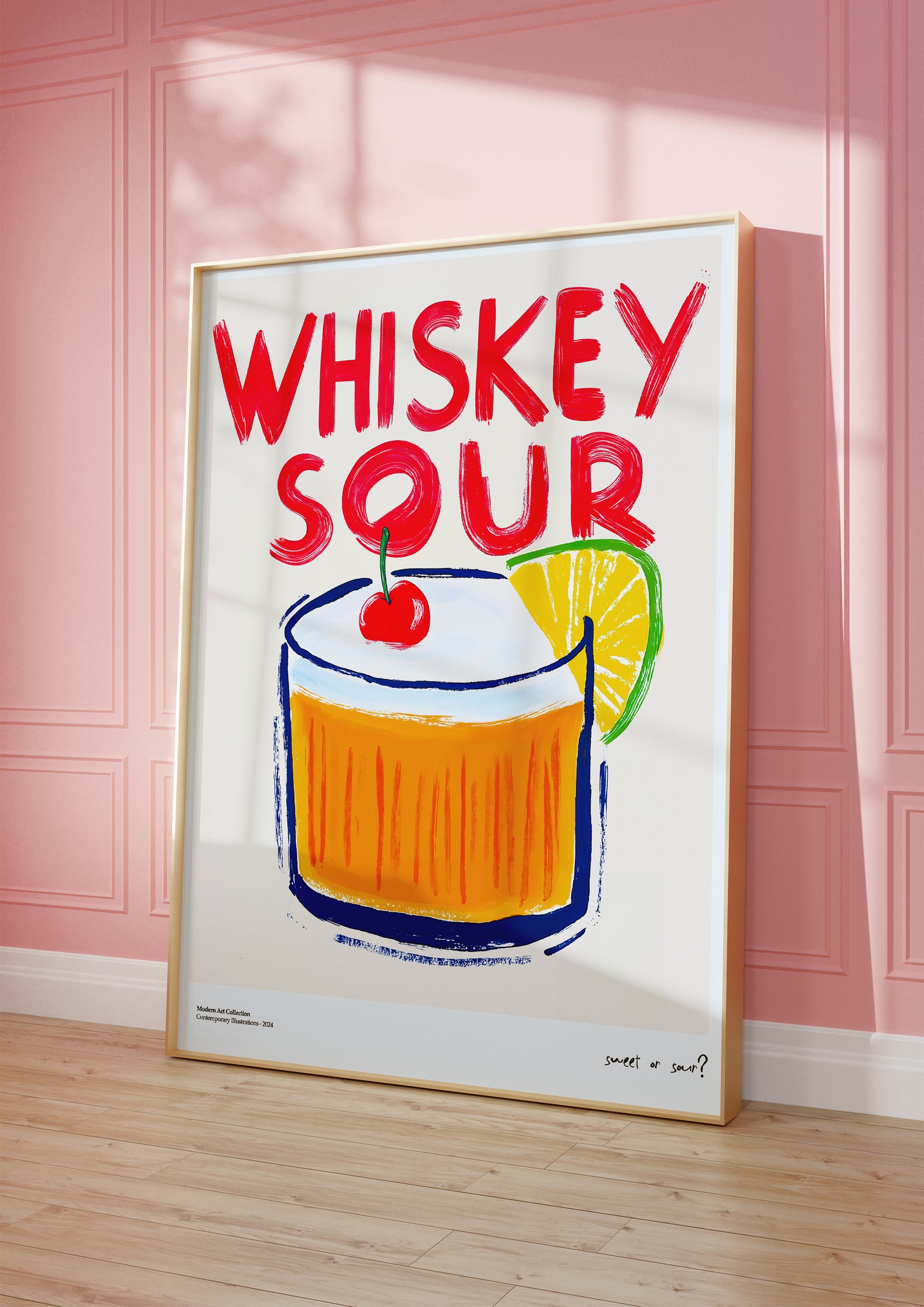 Plakat „Whiskey Sour” – Klasyka z radosnym twistem!