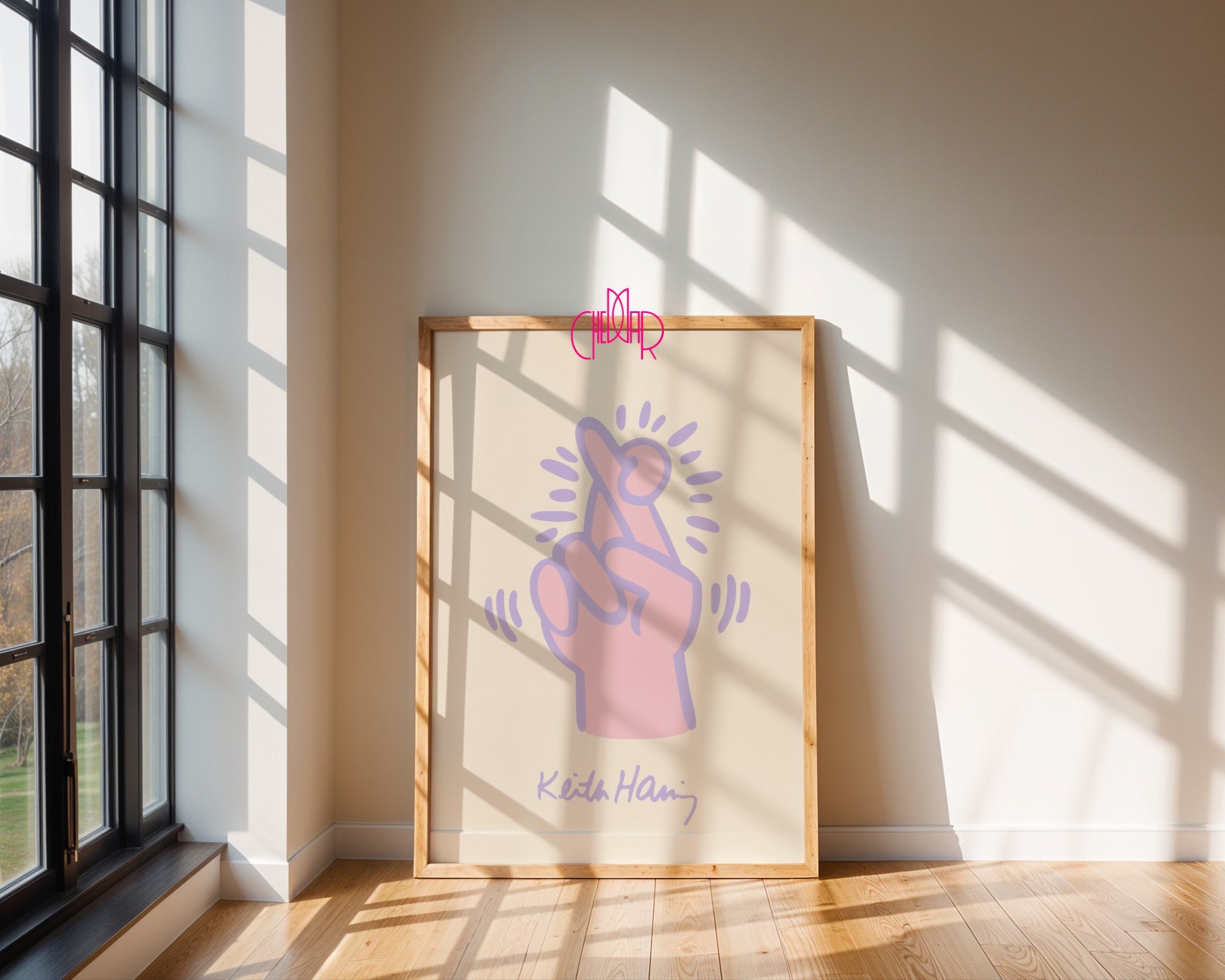 Plakat Keith Haring Crossed Fingers, street art, pop art