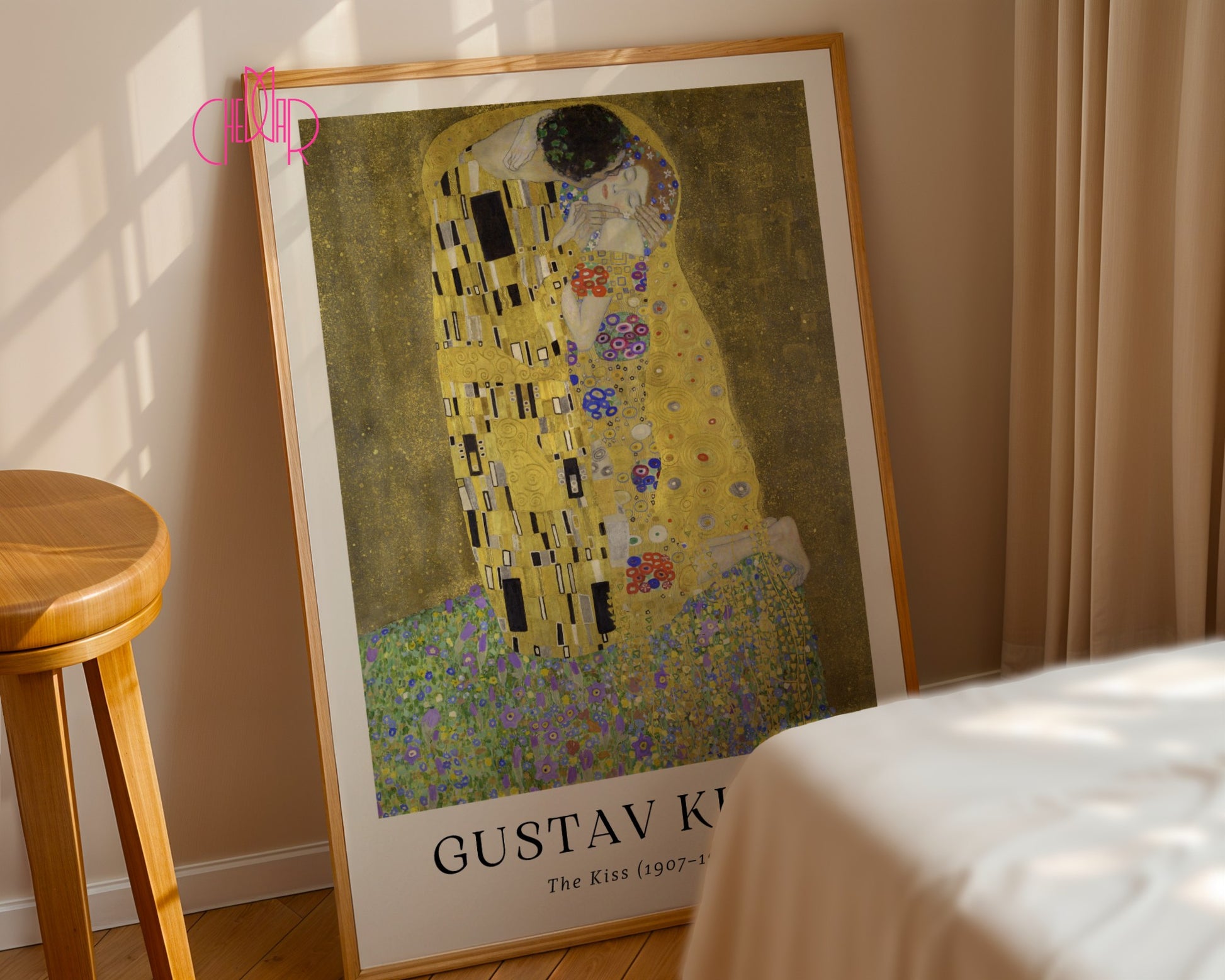 Plakat Plakat Gustaw Klimt The Kiss, pocałunek, obraz, złoty
