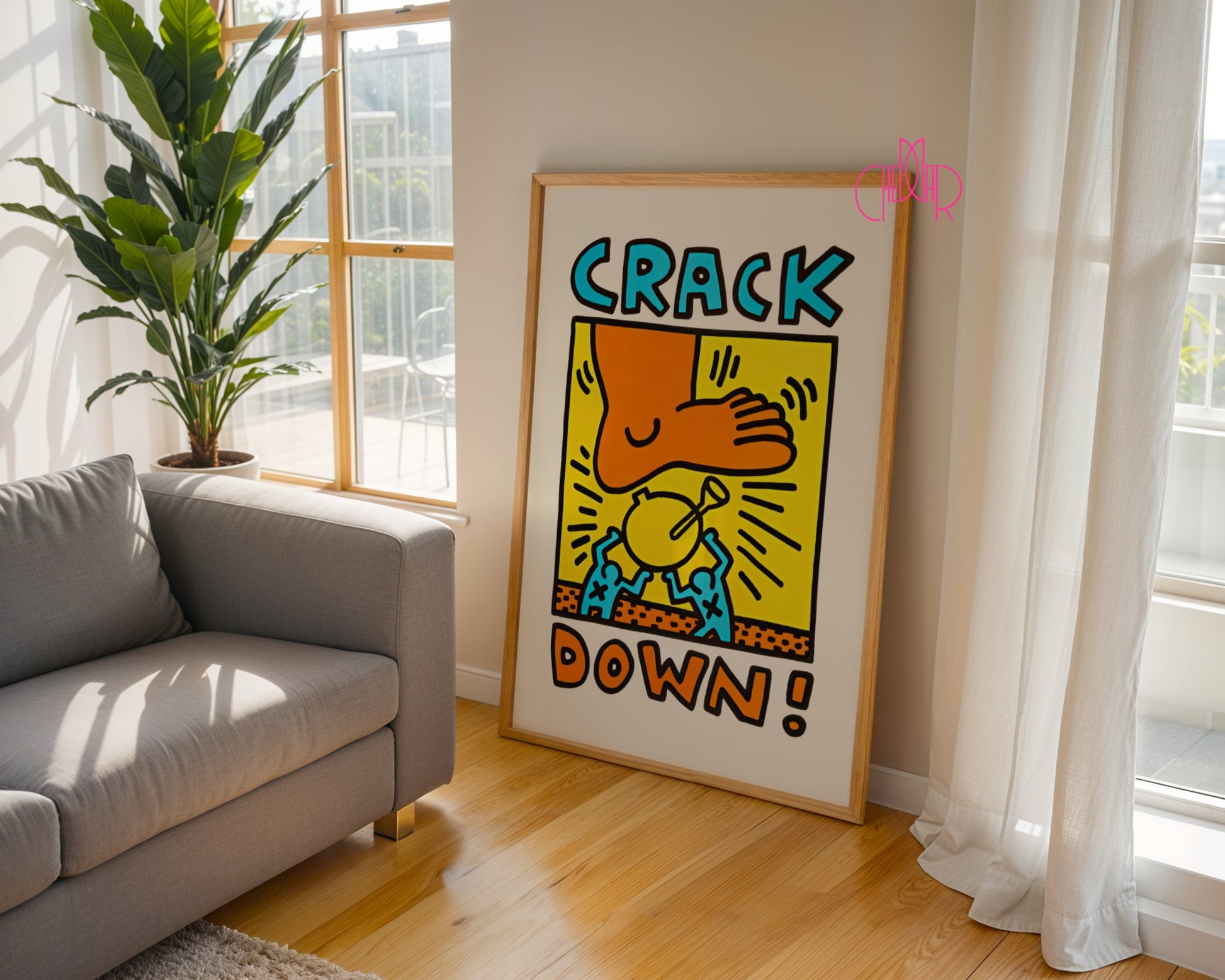 Plakat Keith Haring Crack Down 1986, street art, pop art