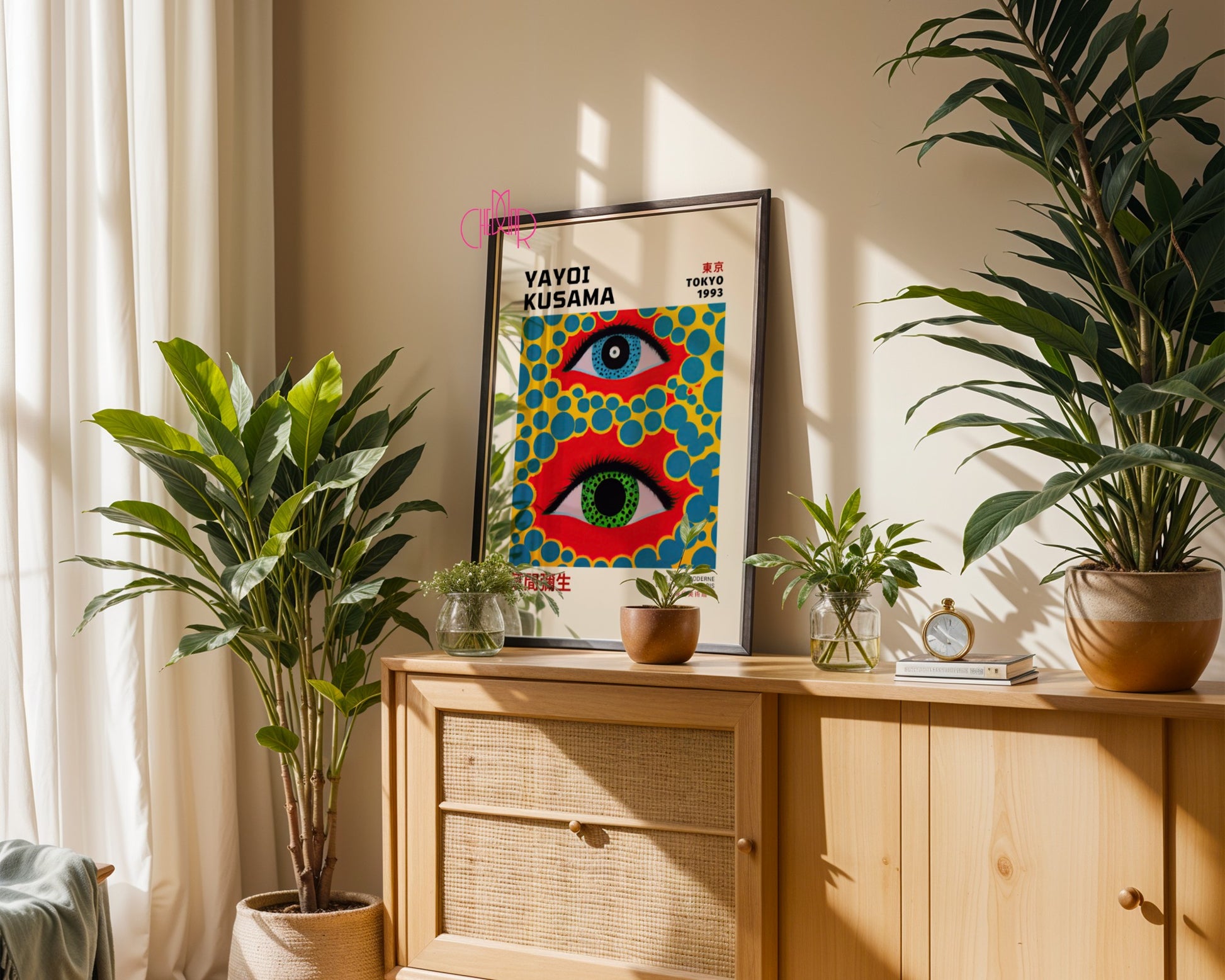 Plakat Yayoi Kusama Kolorowe oczy na czerwonym tle, Tokyo 1993