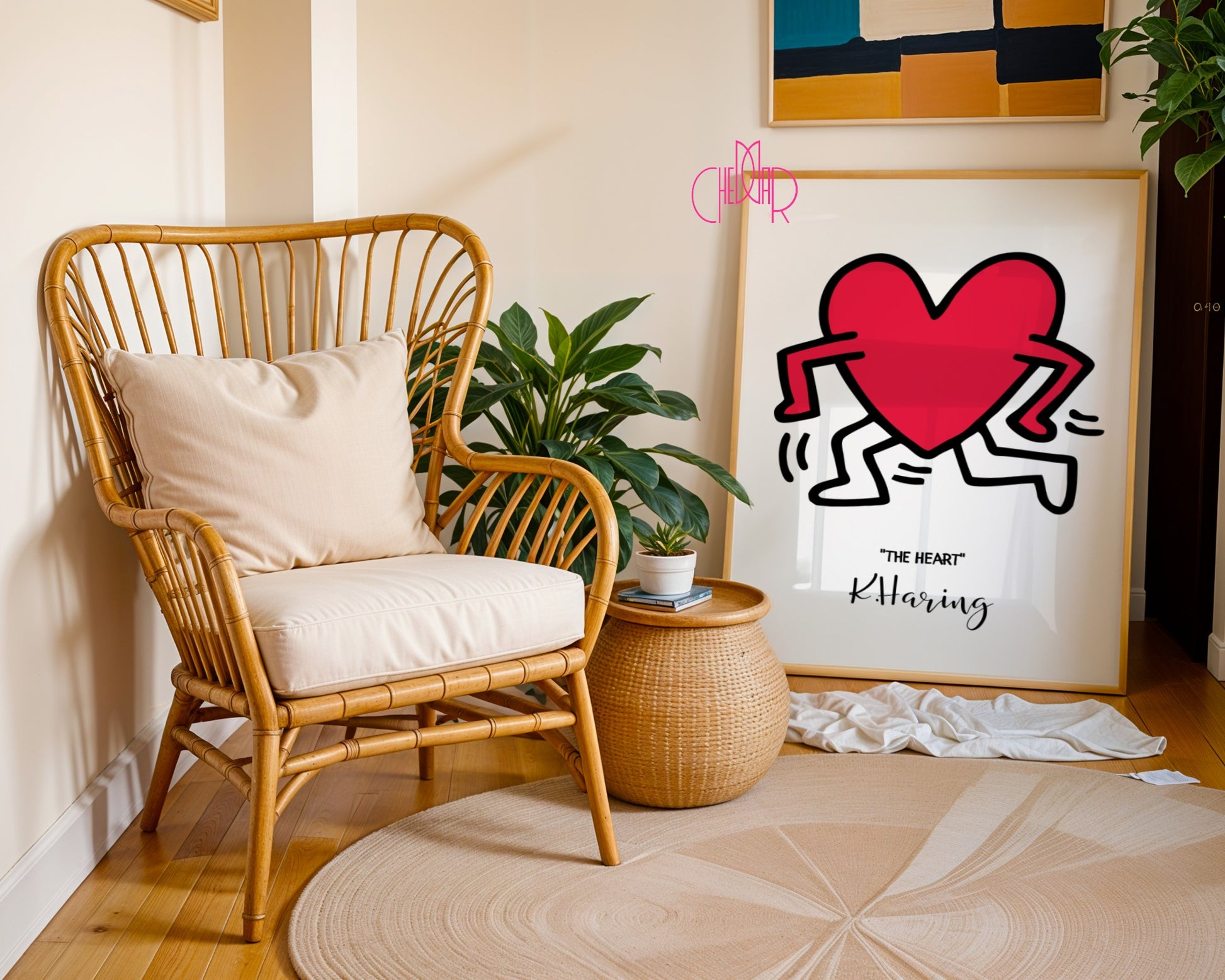 Plakat Keith Haring The Heart, serce z nogami, street art, pop art