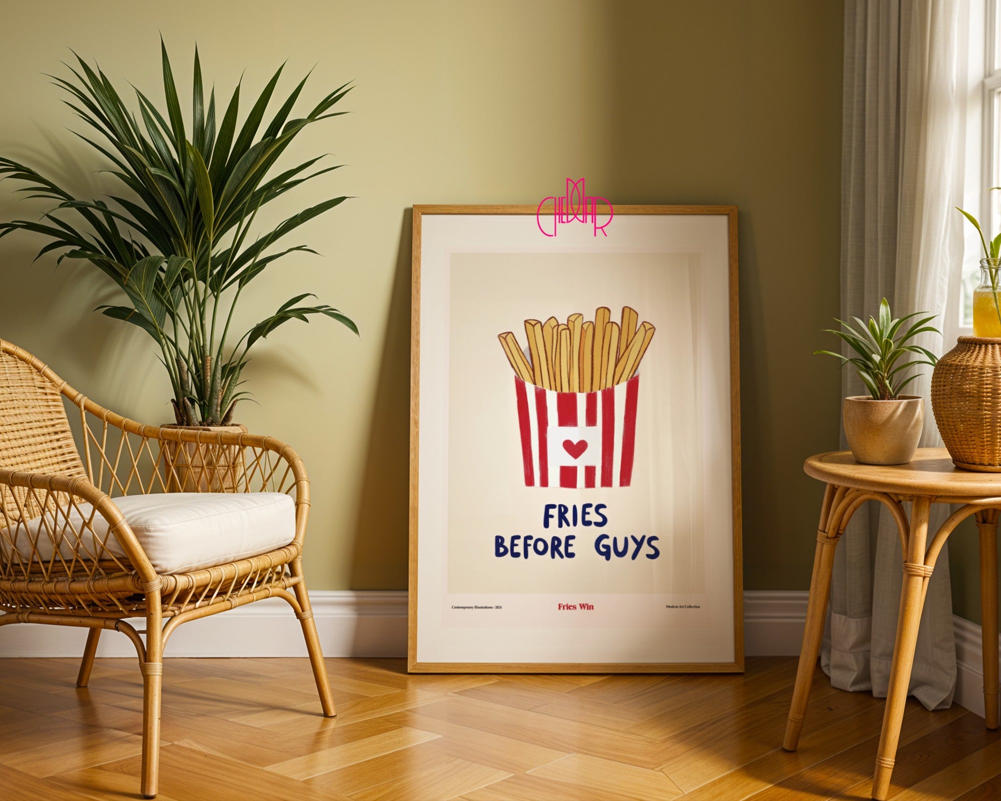 Plakat Fries Before Guys- Fries Win, sztuka współczesna, modernizm
