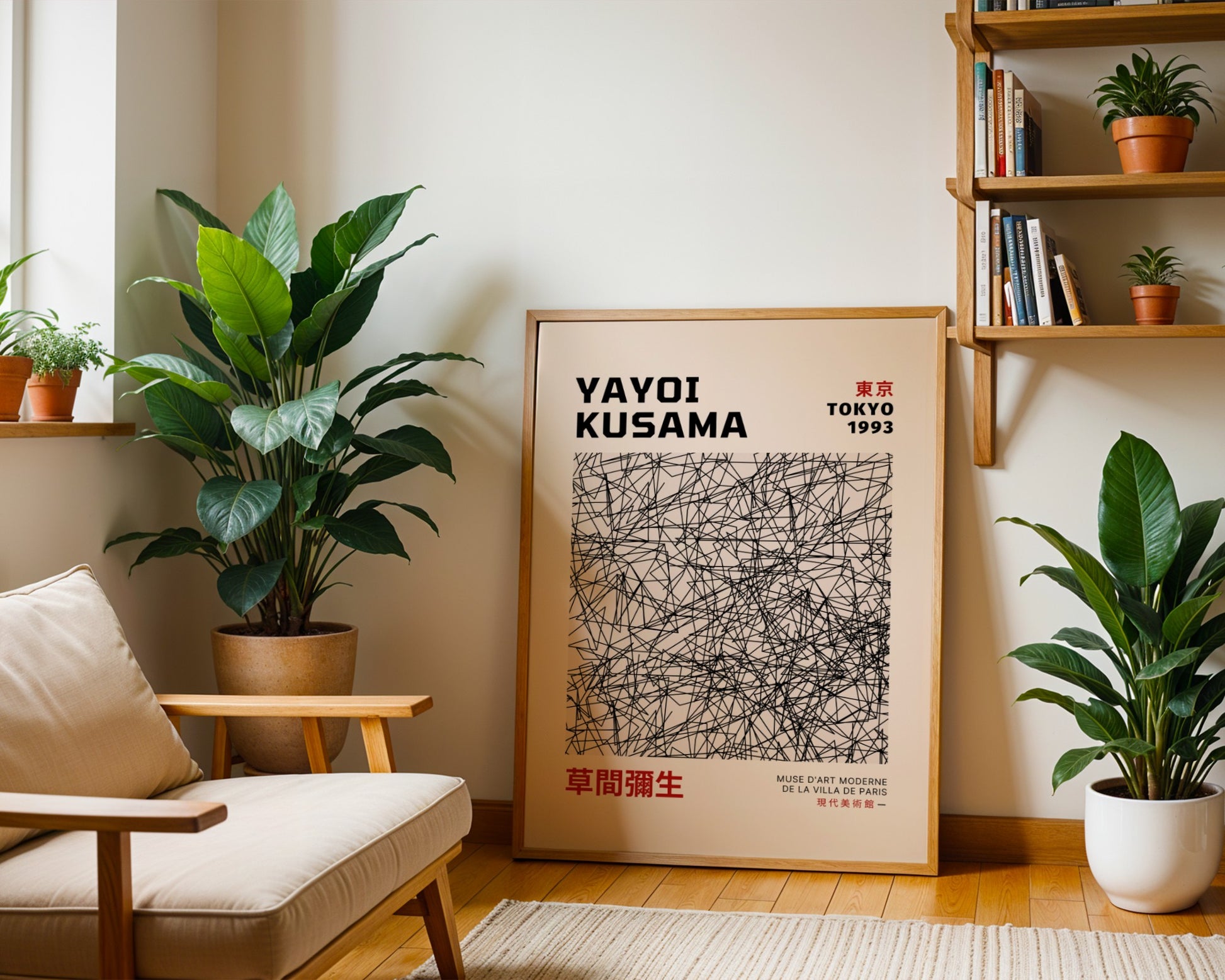 Plakat Yayoi Kusama Abstrakcyjne czarne linie Tokyo 1993