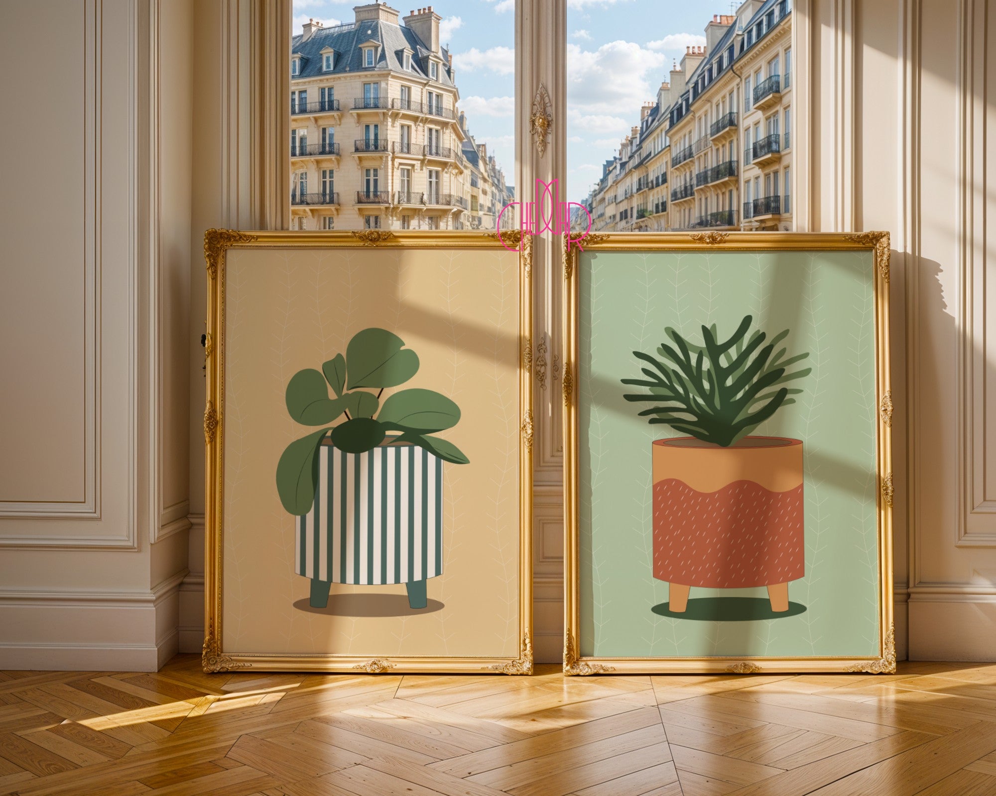 Plakat Modern Art kwiaty w doniczce, sztuka współczesna, boho kwiaty