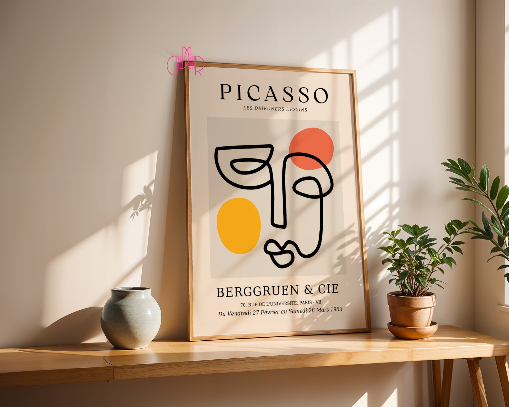 Pablo Picasso – Abstract Face & Colorful Shapes Poster