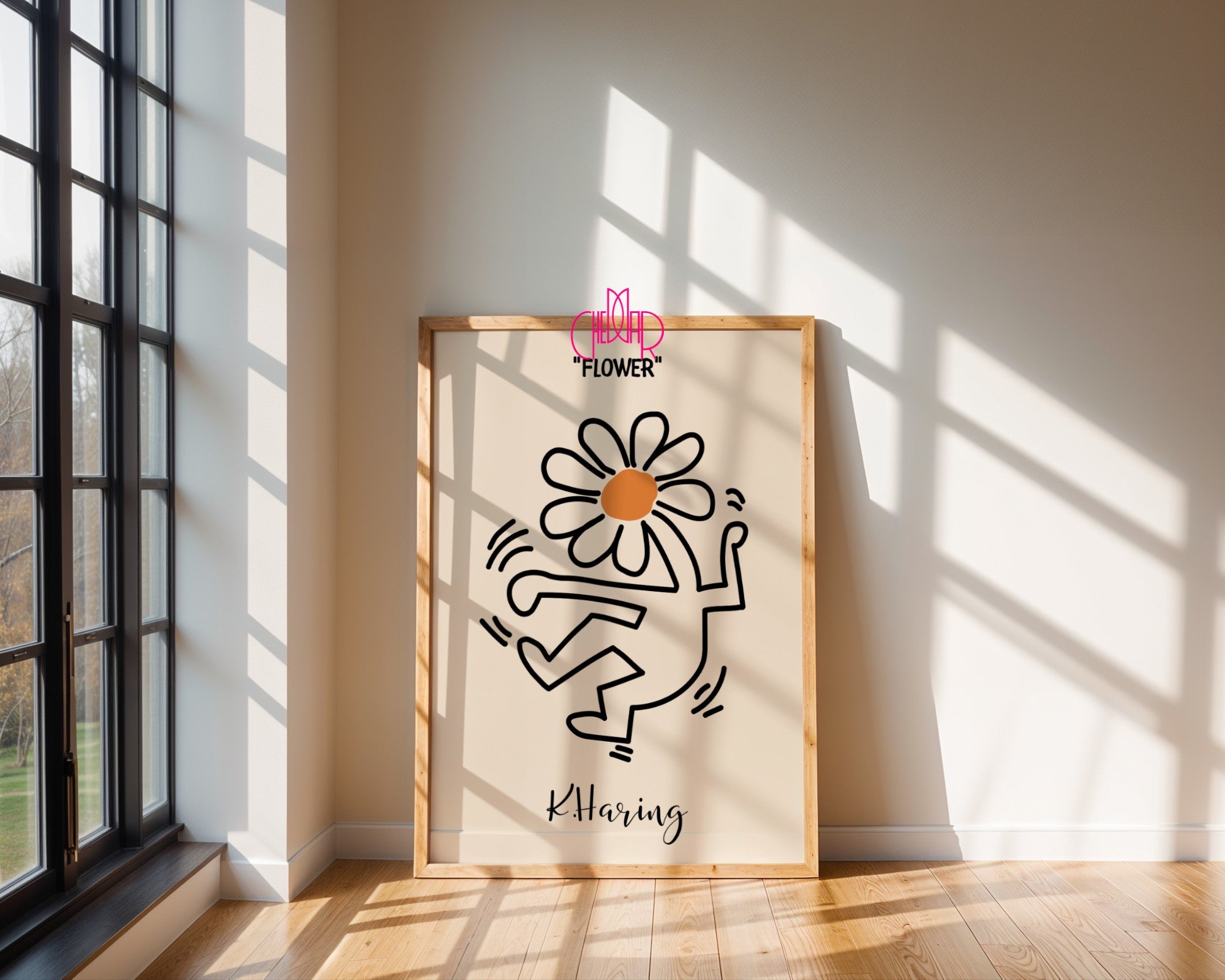Plakat Keith Haring Flower, kwiat, street art, pop art, modernizm