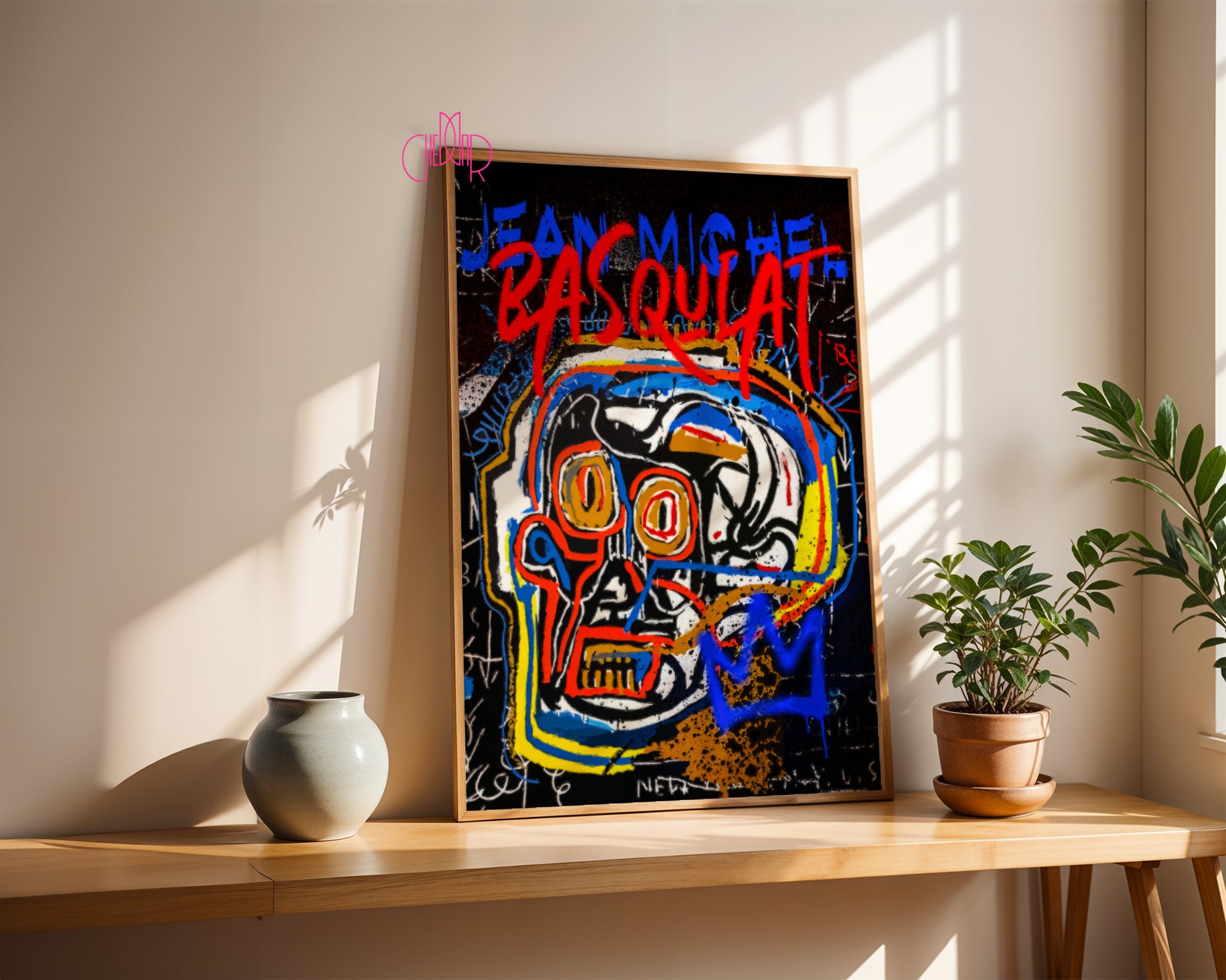 Basquiat – The Neon Skull & Blue Crown