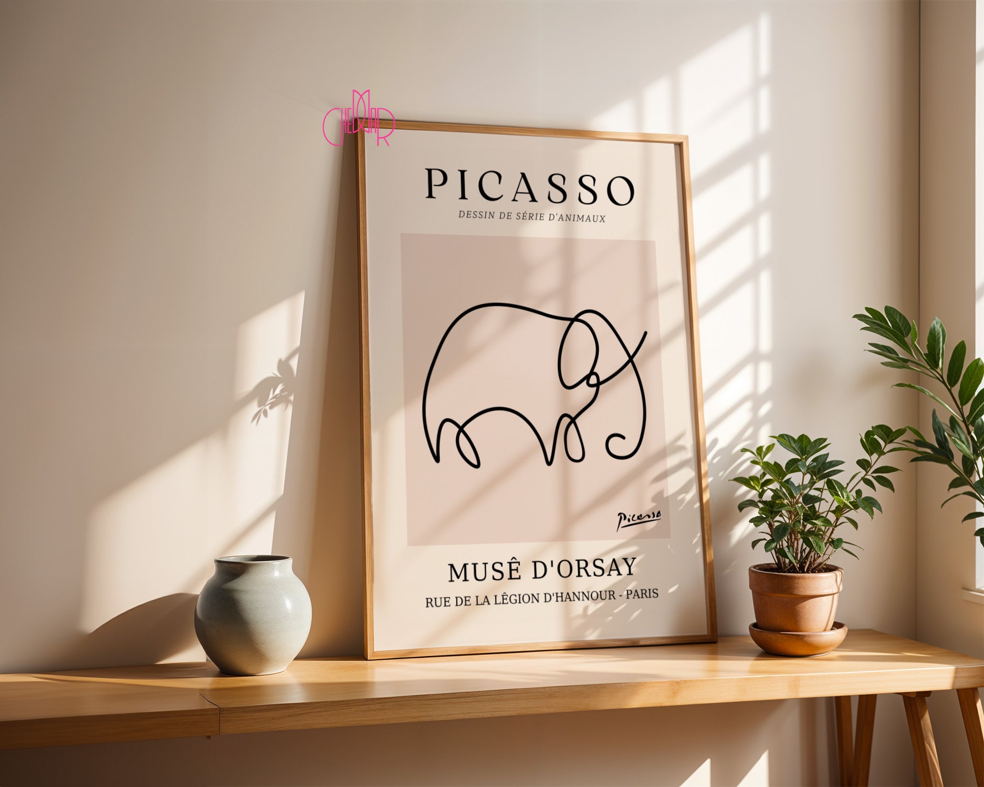 Pablo Picasso – Minimalist Elephant Line Art Exhibition Poster