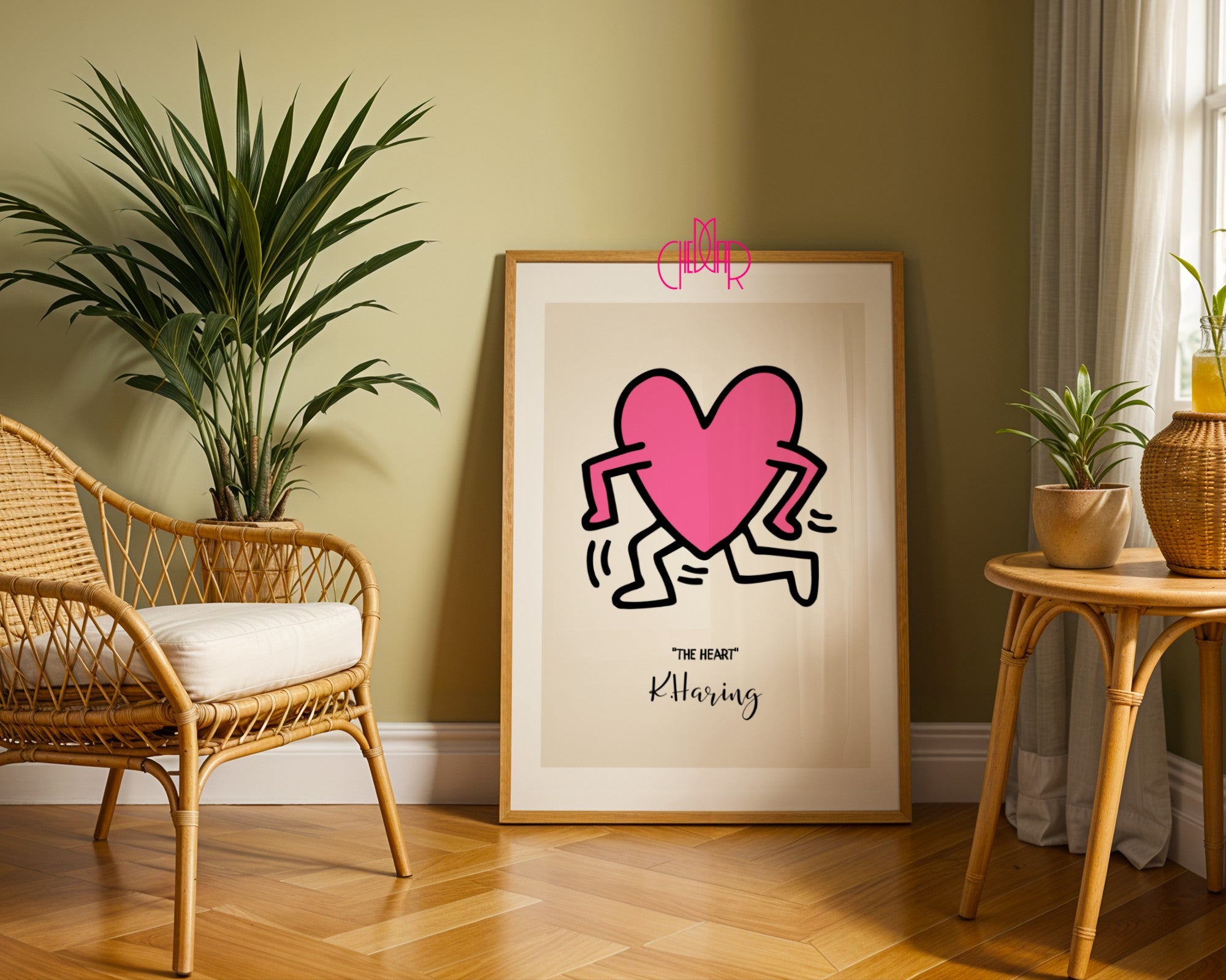 Plakat Keith Haring The Heart, różowe serce, street art, pop art