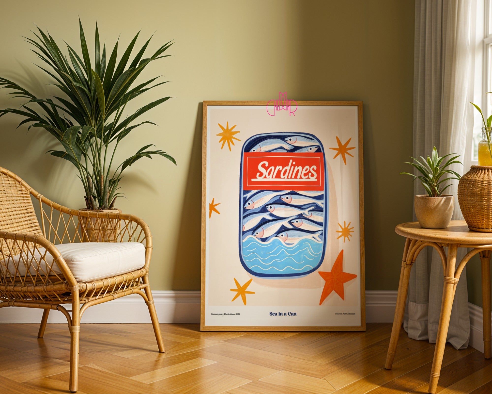 Plakat Sardynki- morze w puszce, modernizm, sztuka współczesna