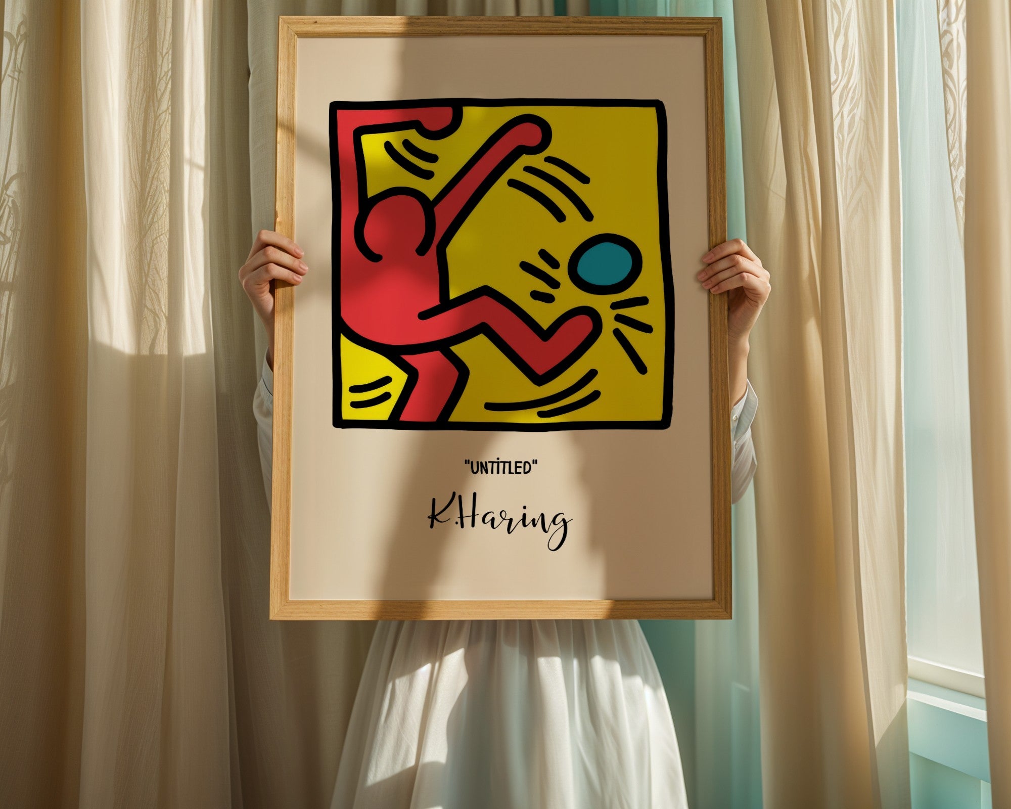 Plakat Keith Haring Untitled, postać z piłką, street art, pop art