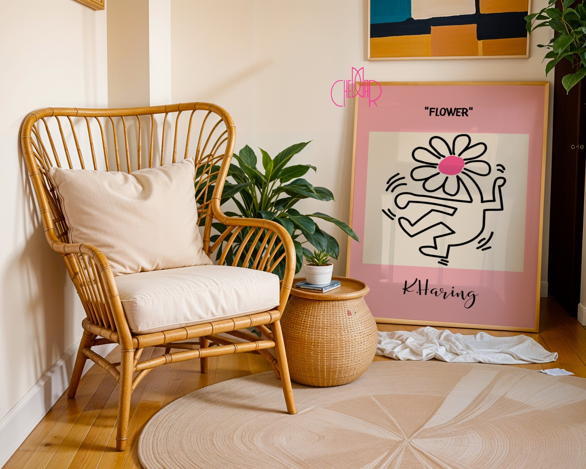 Plakat Keith Haring Flower, tańczący kwiat, street art, pop art