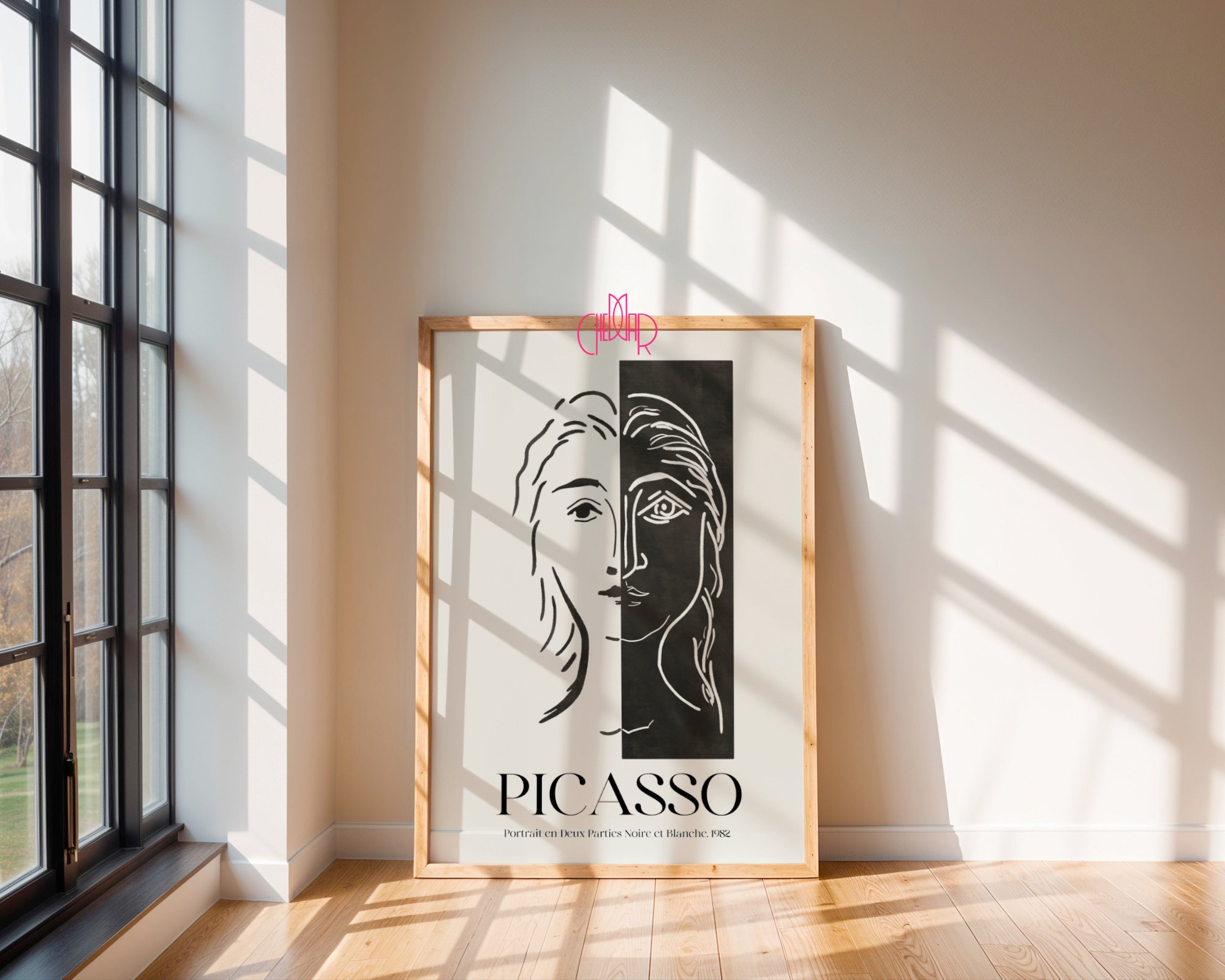 Picasso – Portrait en Deux Parties Noire et Blanche (1982) | Plakat Galeryjny Line Art