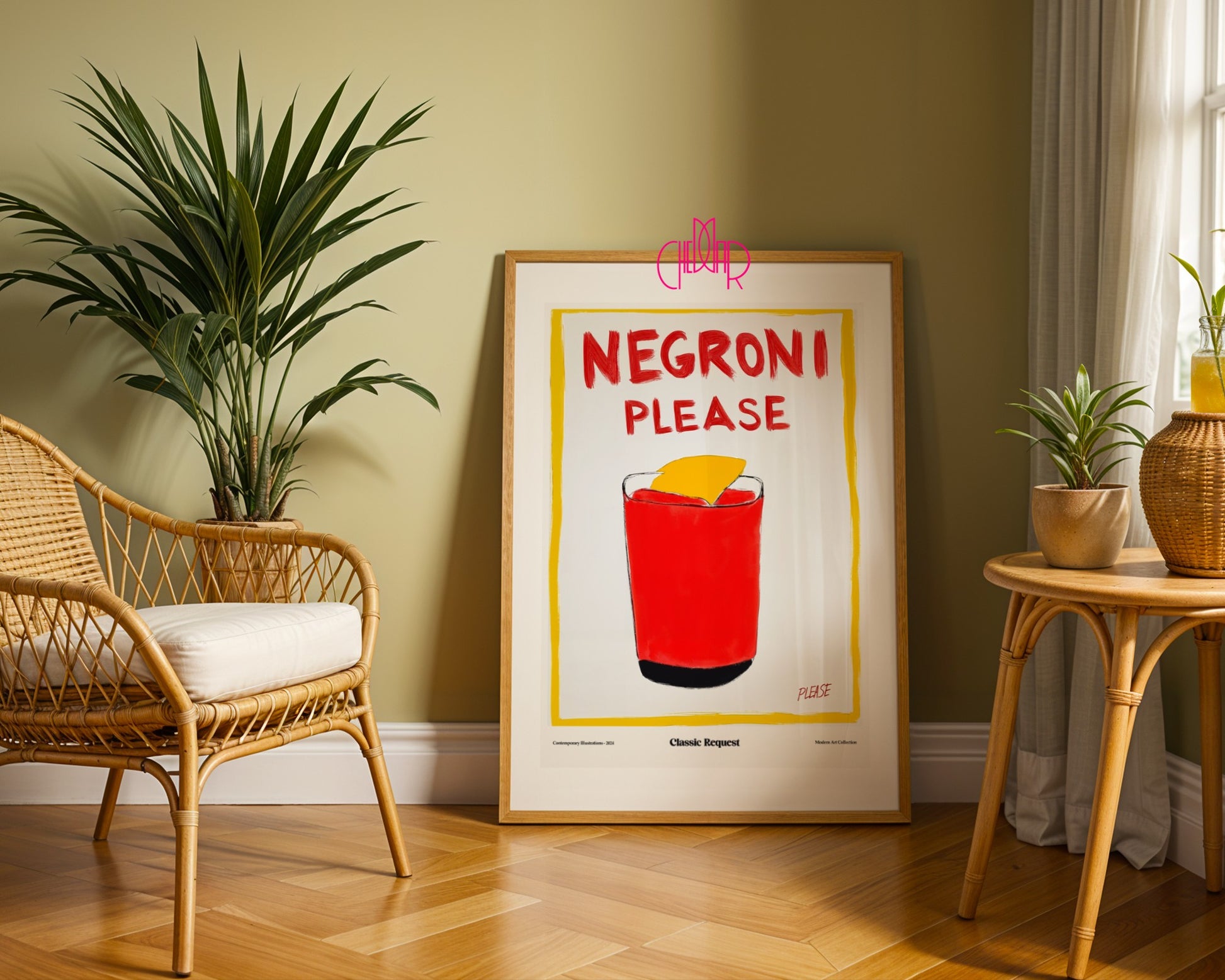 Plakat modernistyczny Negroni Please, klasyczna prośba, współczesność