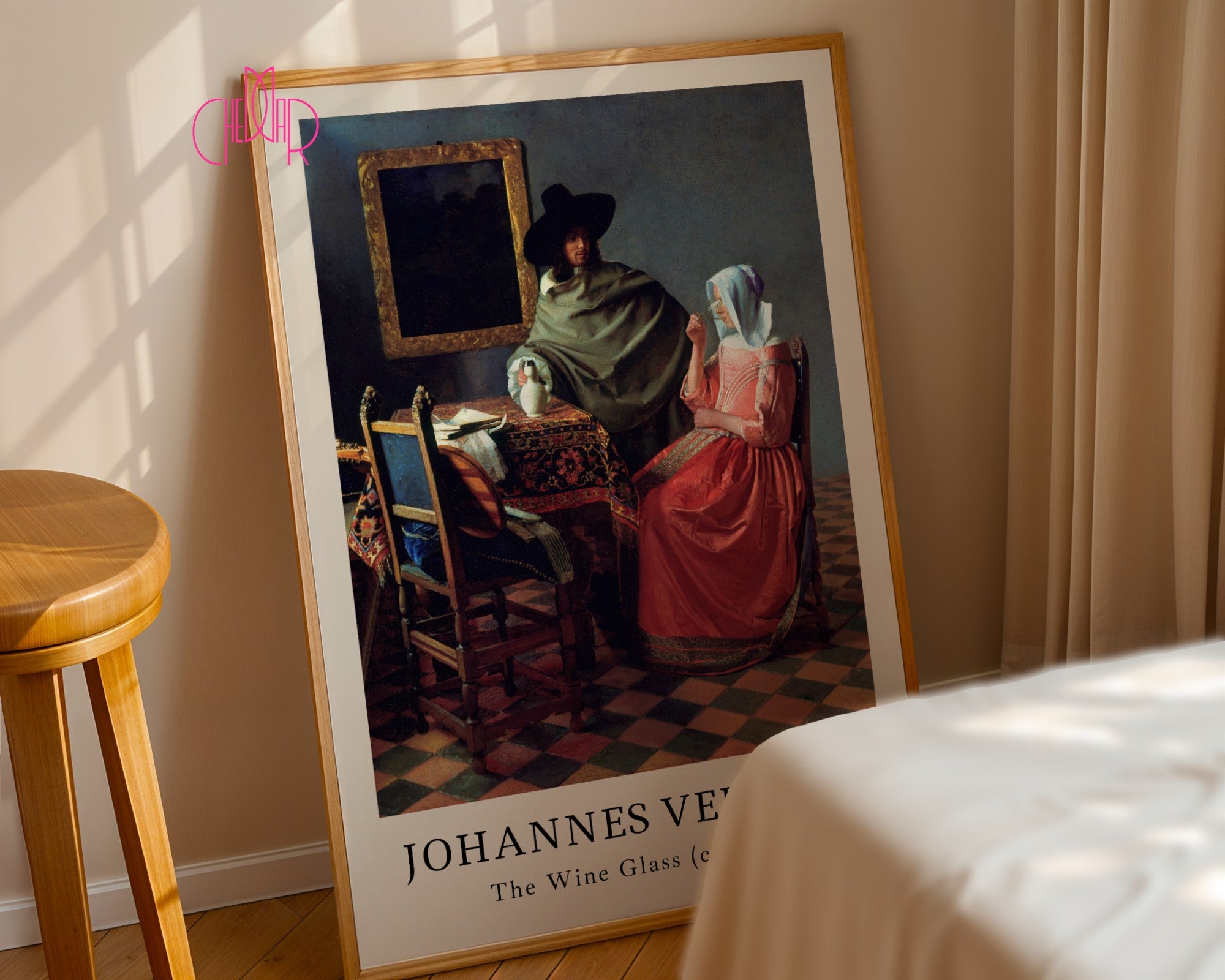 Plakat Johannes Vermeer Lampka Wina, sztuka klasyczna, Vintage