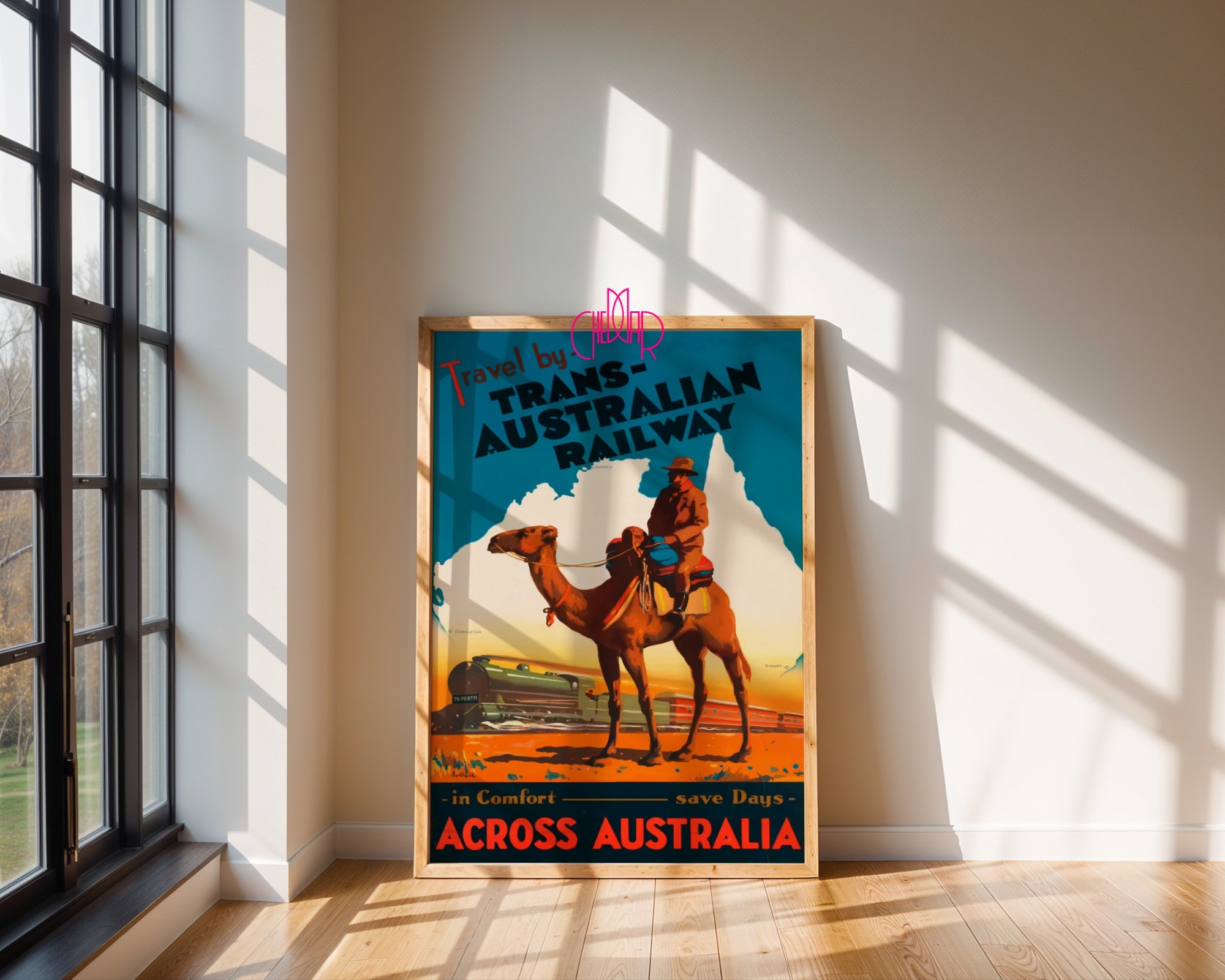 Plakat „Trans Australian Railway” – podróż przez Australię, Vintage/Retro