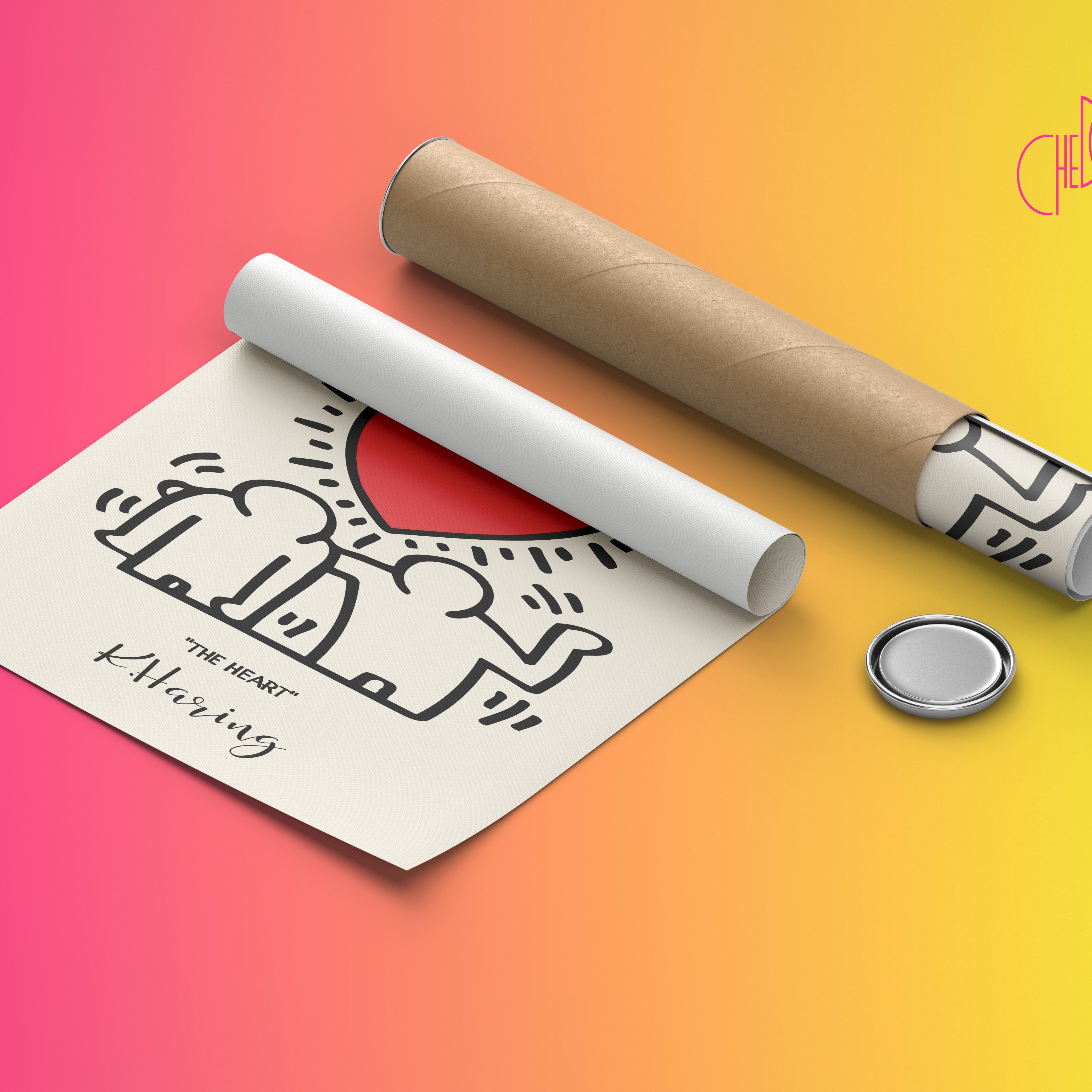 Plakat Keith Haring The Heart, serce, street art, pop art, modernizm