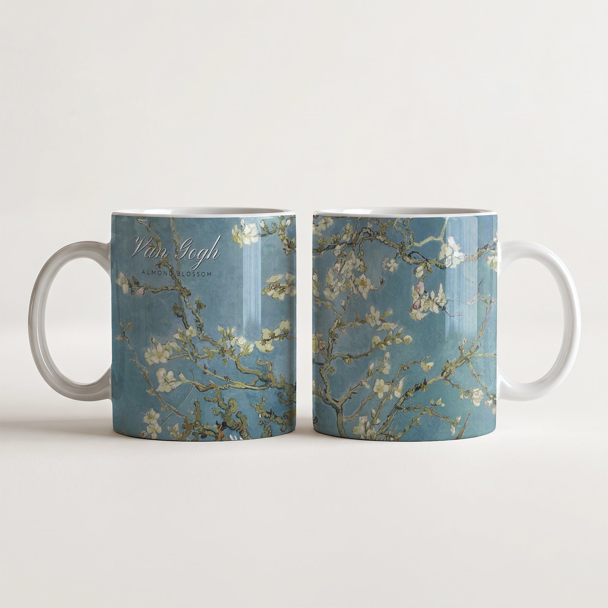 Kubek ceramiczny z nadrukiem obrazu Vincent van Gogh Pole pszenicy z cyprysami 1889 ze świdrującym niebem i złocistym polem