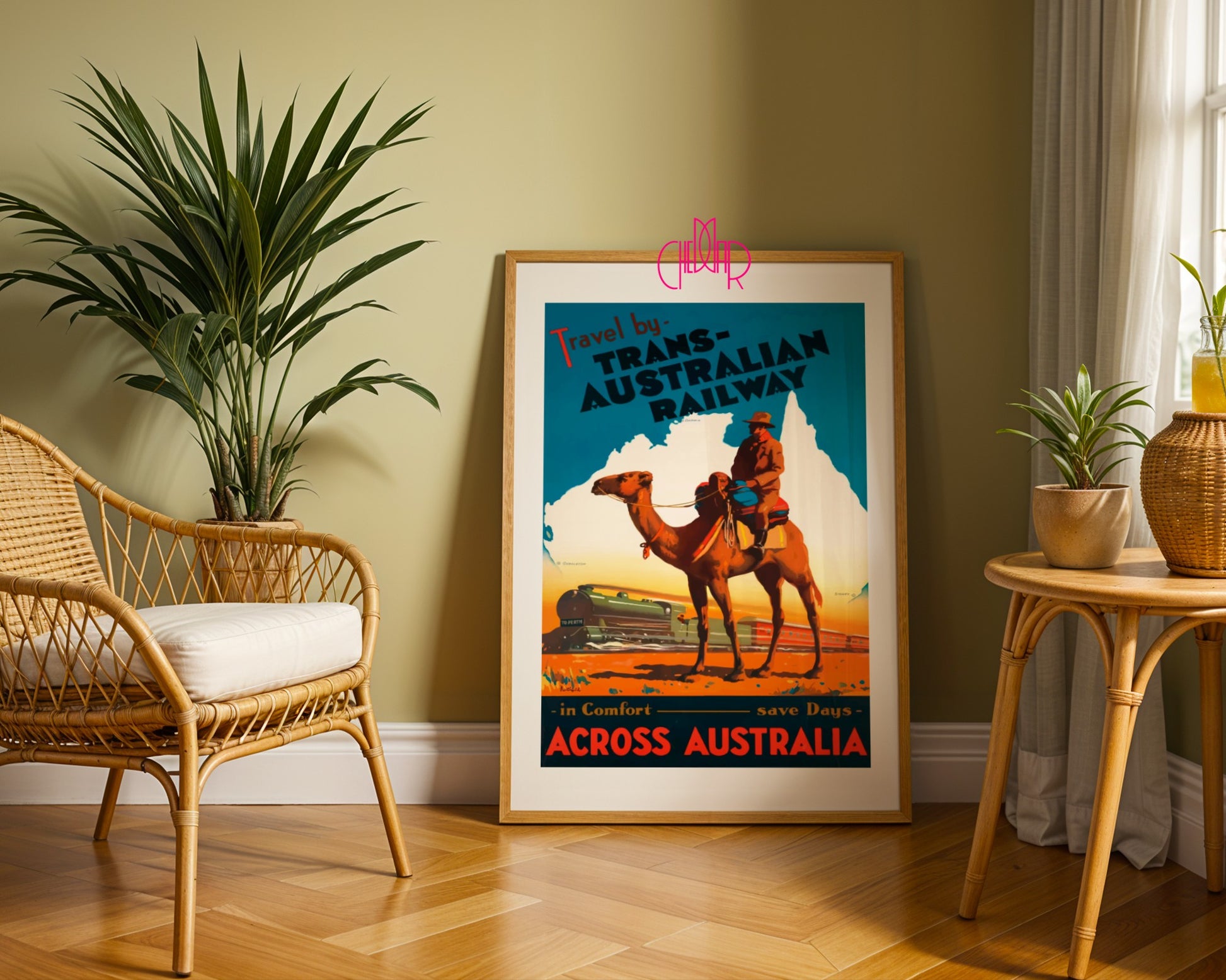 Plakat „Trans Australian Railway” – podróż przez Australię, Vintage/Retro