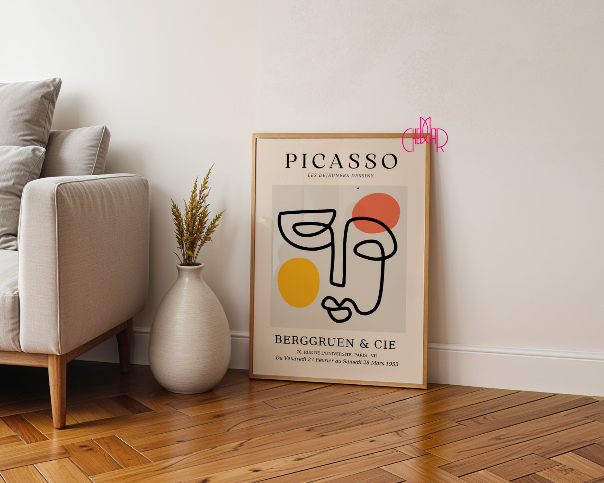 Pablo Picasso – Abstract Face & Colorful Shapes Poster