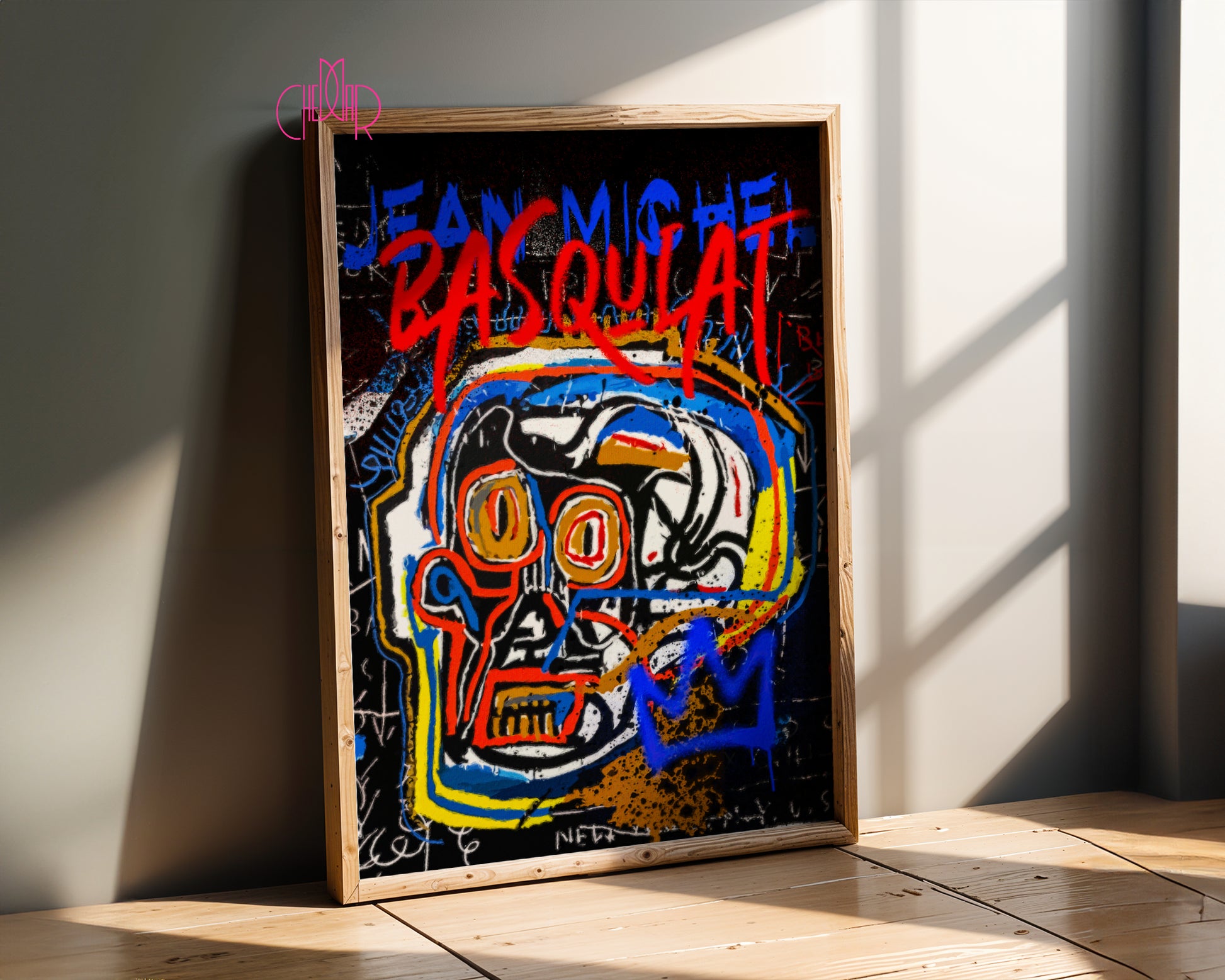 Basquiat – The Neon Skull & Blue Crown