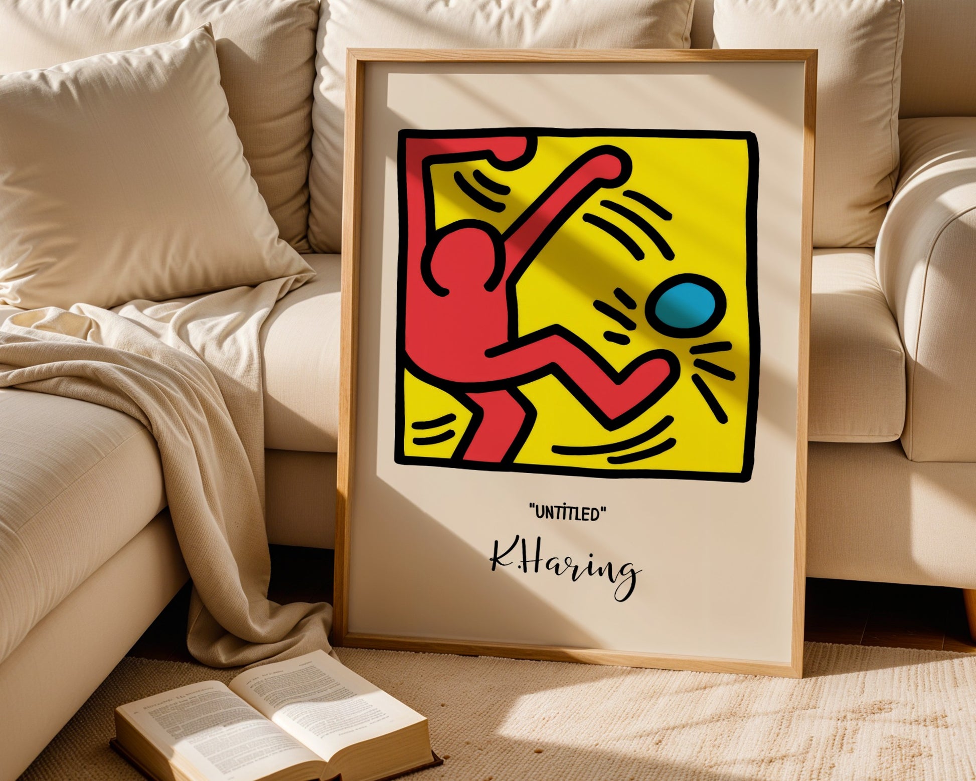 Plakat Keith Haring Untitled, postać z piłką, street art, pop art