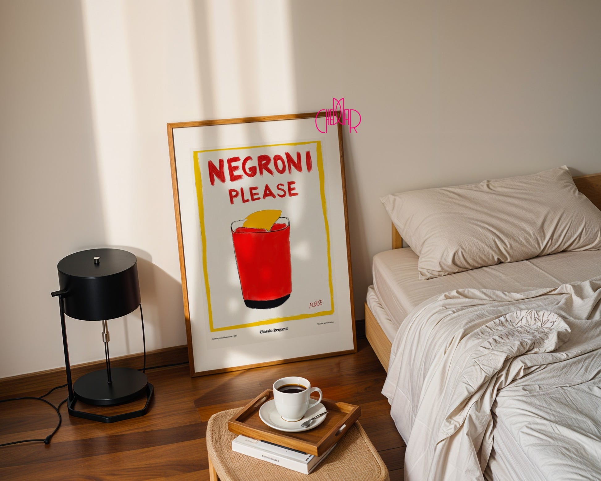 Plakat modernistyczny Negroni Please, klasyczna prośba, współczesność