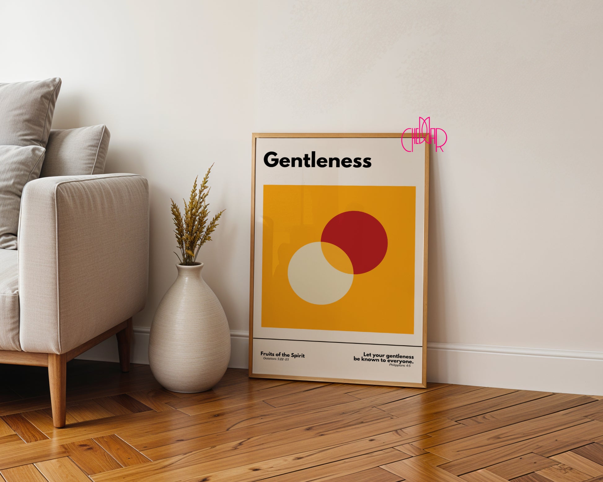 Plakat w stylu Bauhaus, Dary Ducha Świętego-łagodność