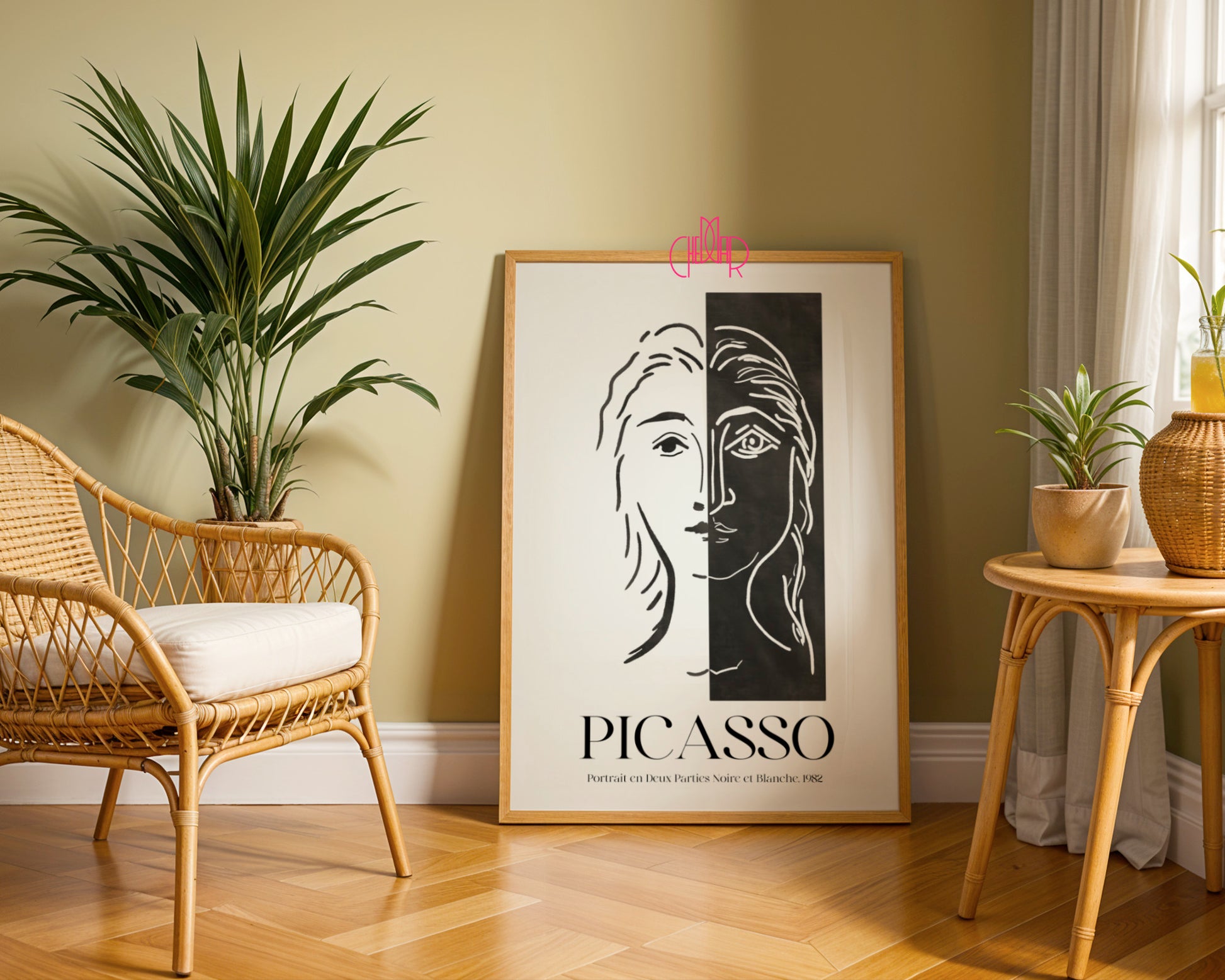 Picasso – Portrait en Deux Parties Noire et Blanche (1982) | Plakat Galeryjny Line Art